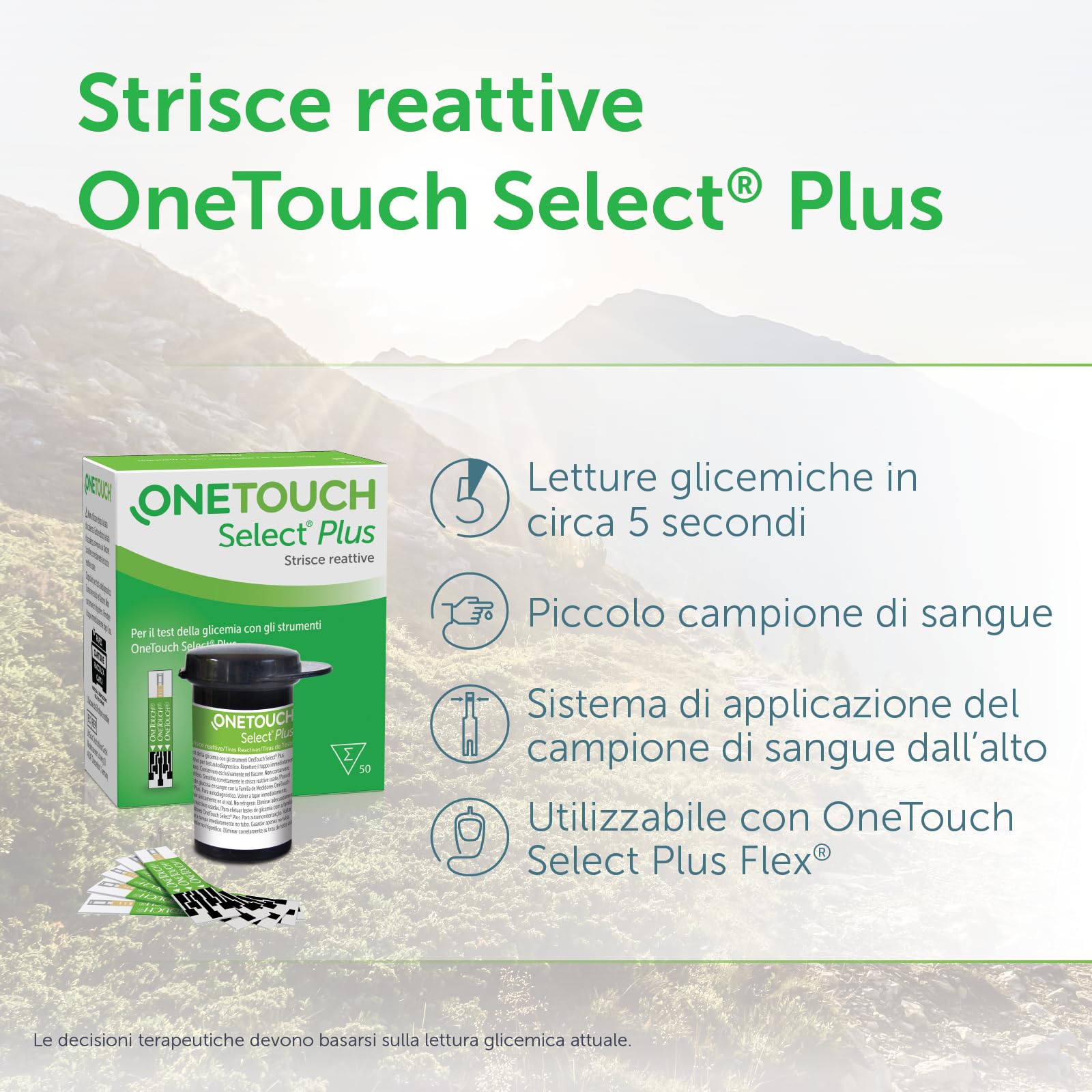 OneTouch Select Plus Flex® Glucometro | Sistema per l‘automonitoraggio della glicemia | contiene 1 glucometro, 1 dispositivo pungidito, 10 lancette sterili