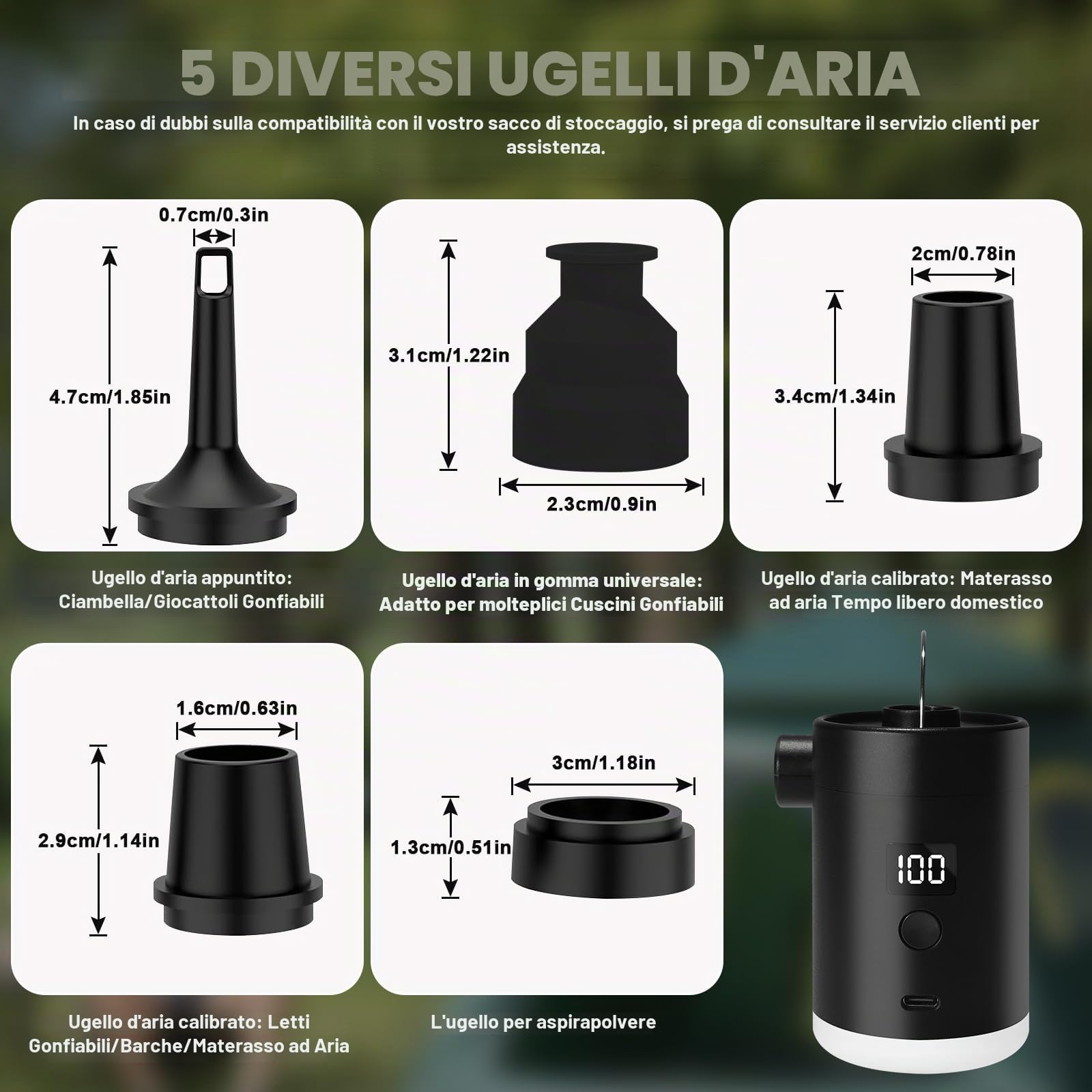 Pompa Elettrica Ad Aria Con Batteria: Batteria Ricaricabile 4000mAh Leggera E Ultra-Rapida Per Gonfiare Sgonfiare Mini Pompa Ad Aria Elettrica Portatile Con Lampada Da Campeggio Per Materassini