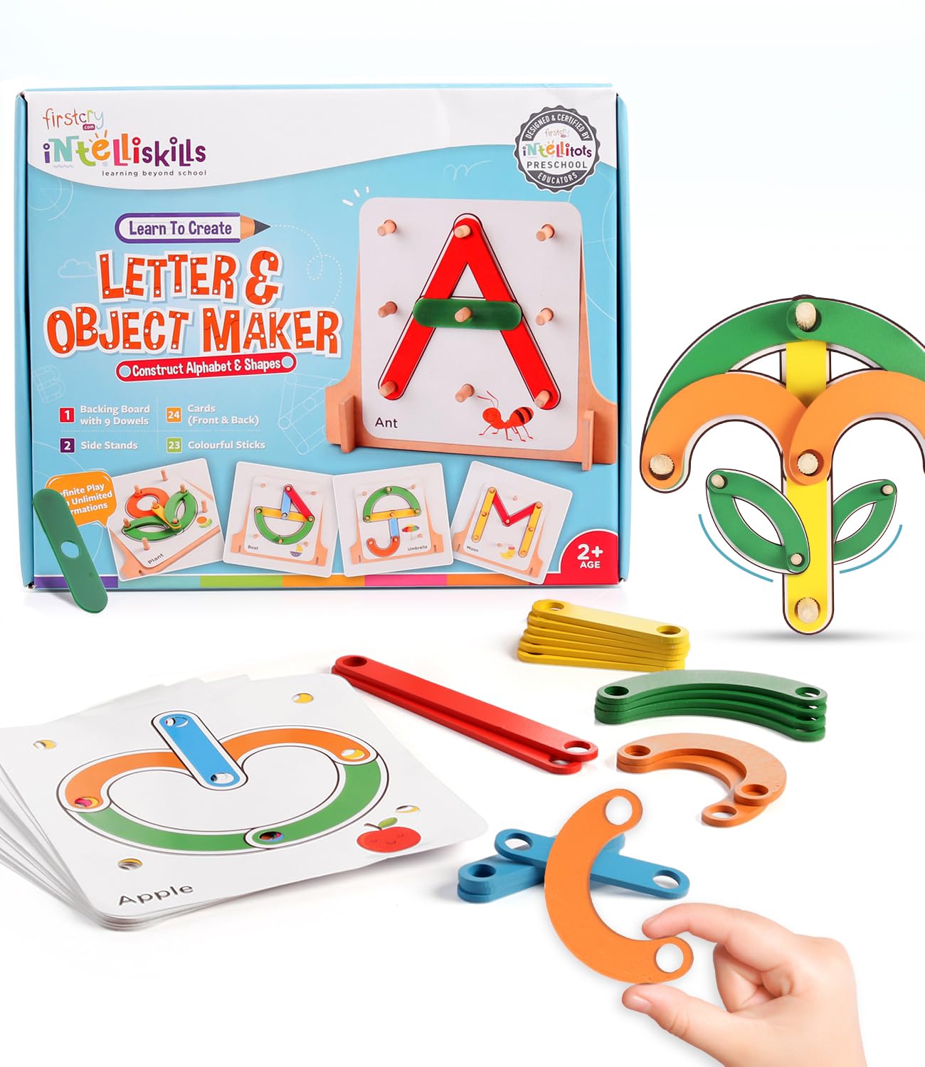 Intelliskills Premium 50 Pcs Wooden Letter & Object Maker Puzzle With Model Cards,ABCD Alphabet Puzzle for Kids,Learning & Educational Stacking Toy,Fun & Activity Toys for 2+ Years Kids,Birthaday Gift-image-7