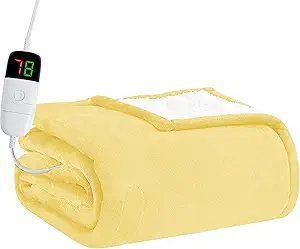 BOMOVA Heated Electric Blanket Twin - 62" x 84" Heating Blanket with 10 Heating Levels & 8 Hours Auto Off, Warm Flannel Blanket with Over-Heat Protection, for Women, ETL & FCC Certified