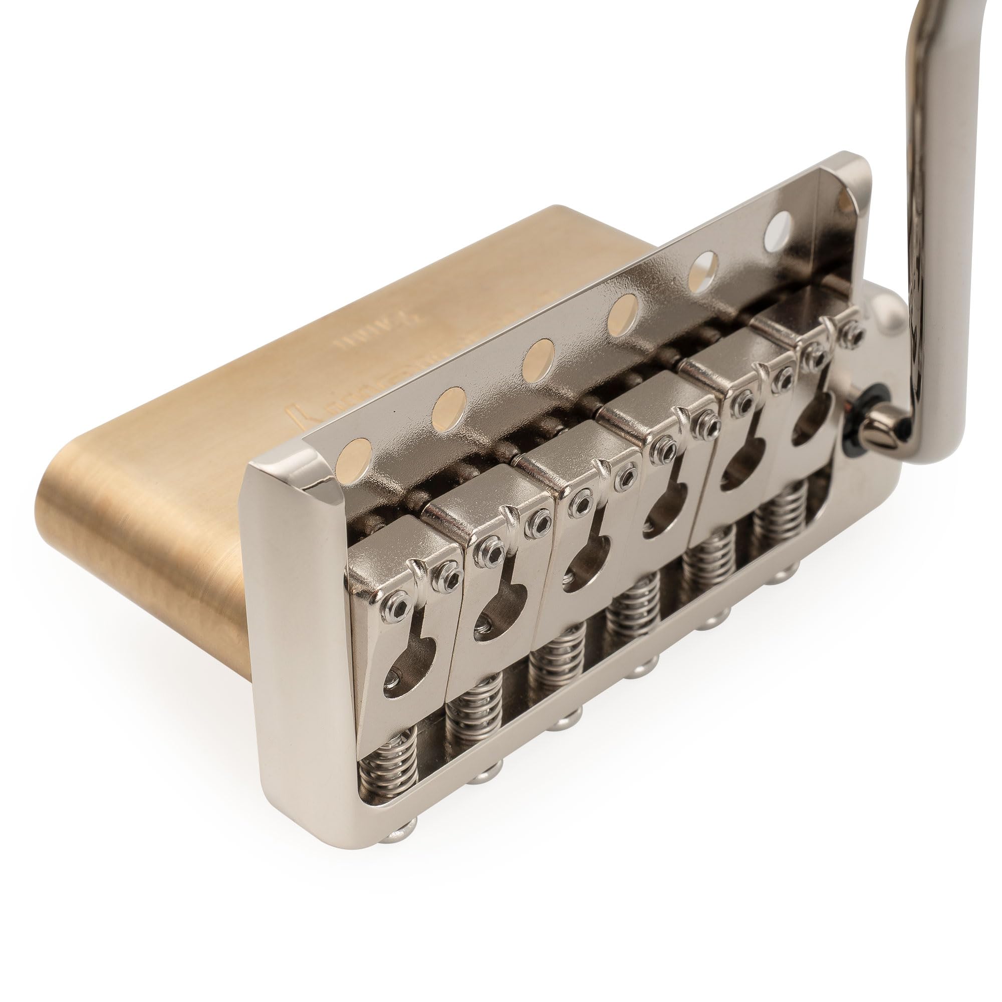 Musiclily Ultra 52,5mm Puente Trémolo 6 Tornillos Filo Navaja de Latón Macizo con Bloque 36mm para Guitarra Eléctrica tipo Strat, Nickel