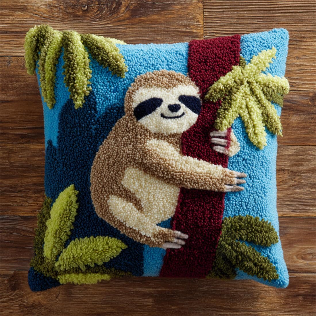 Kitquiver Animal DIY Craft Latch Hook Rug Kits Fantasy Sloth Crochet Needlework Crafts with Latch Hook Tool for Adults DIY Handmade Home Cushion Kits Decor 17x17In