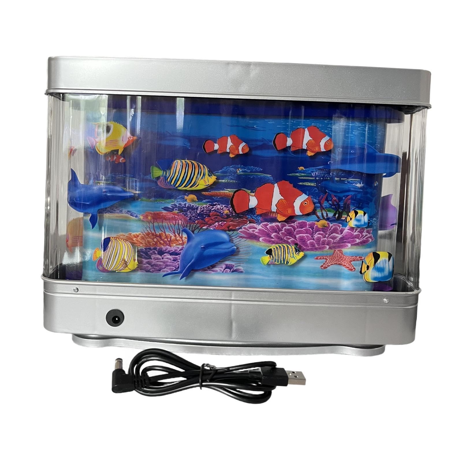 Gralara Acquario finto LED Luce notturna Acquario artificiale per pesci, Imitazione del paesaggio marino, Lampada notturna d'atmosfera Luce ambientale per, Pesce