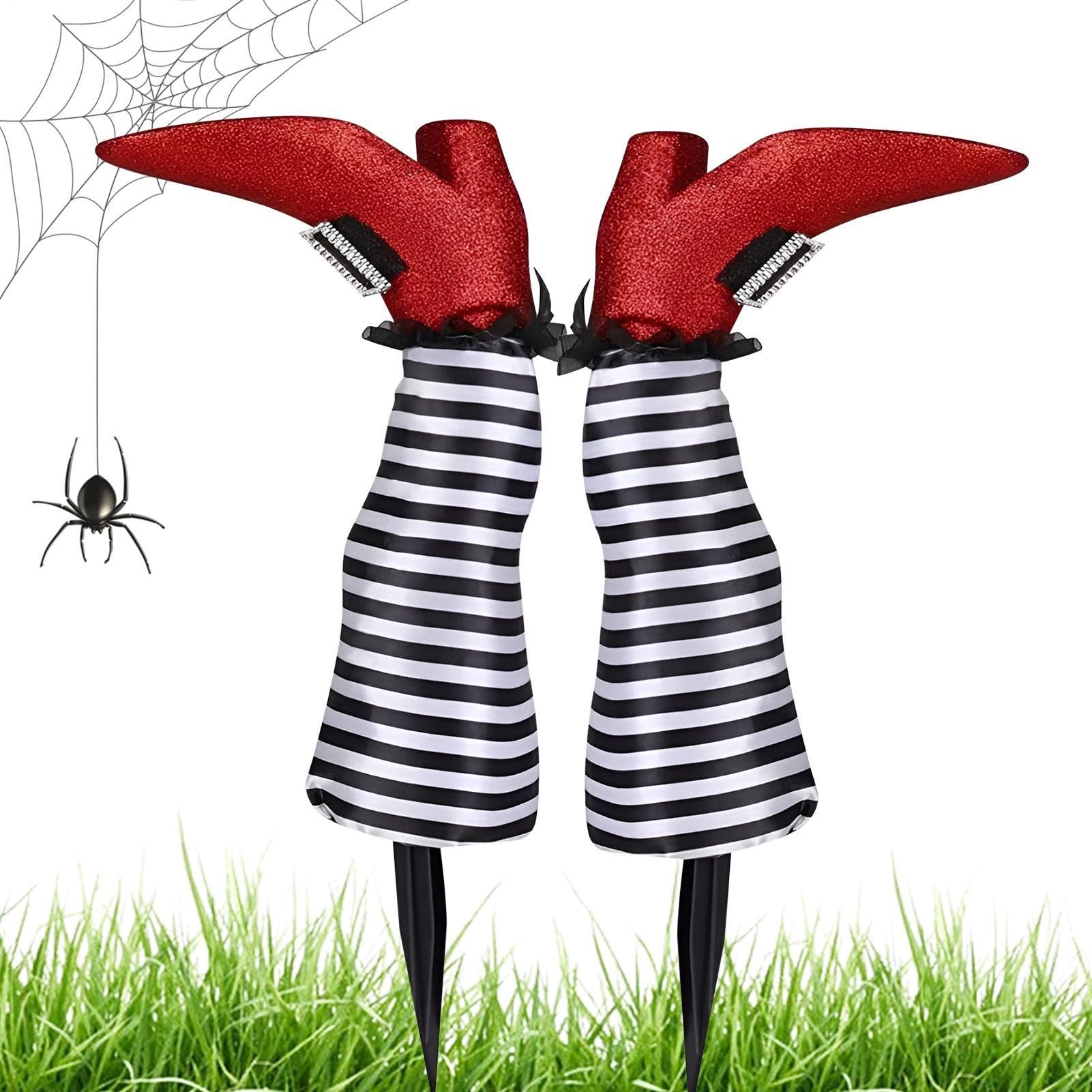 Estacas de jardín de Halloween con piernas invertidas para insertar en tierra y macetas