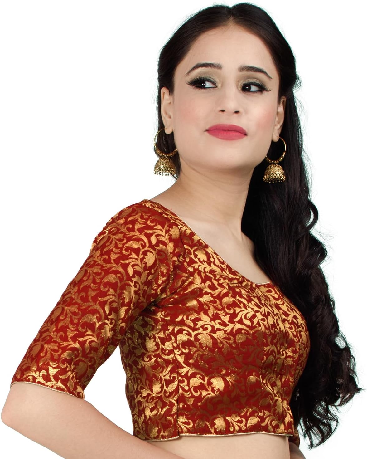 Chandrakala Banarasi Blouses for Women Sarees,Readymade (B181-P) - Image 2