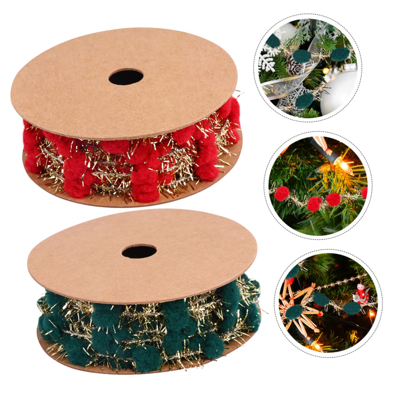 EXCEART 6rollos Cinta Decorativa De Pompones De Purpurina Para Árbol De Navidad De Cinta Para Manualidades y Para Decoración De Fiestas y Eventos