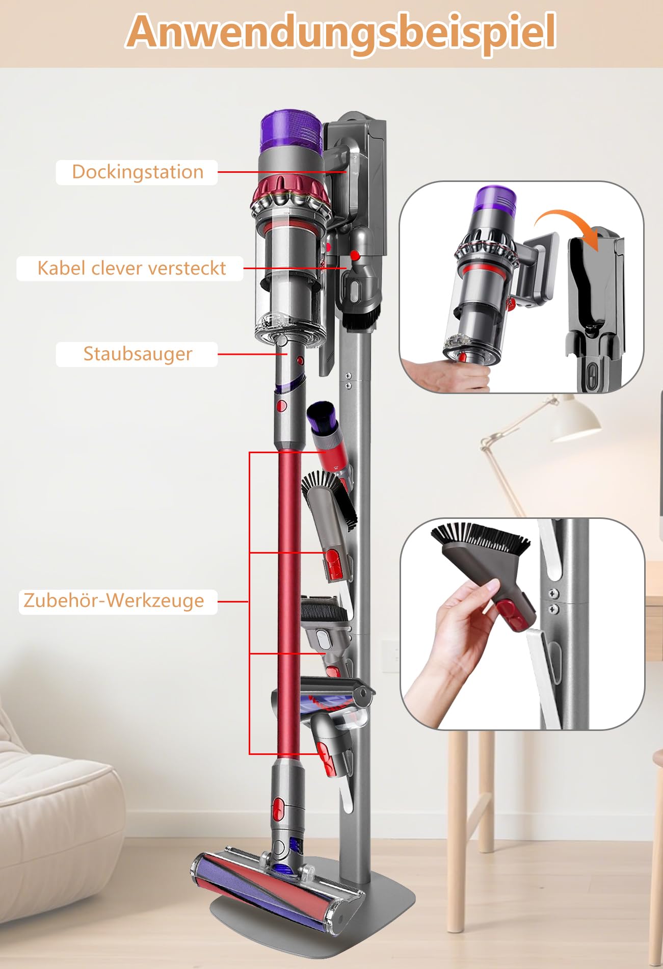 Supporto per aspirapolvere compatibile con Dyson Gen5, V15, V12, V11, V10, V8, V7, V6