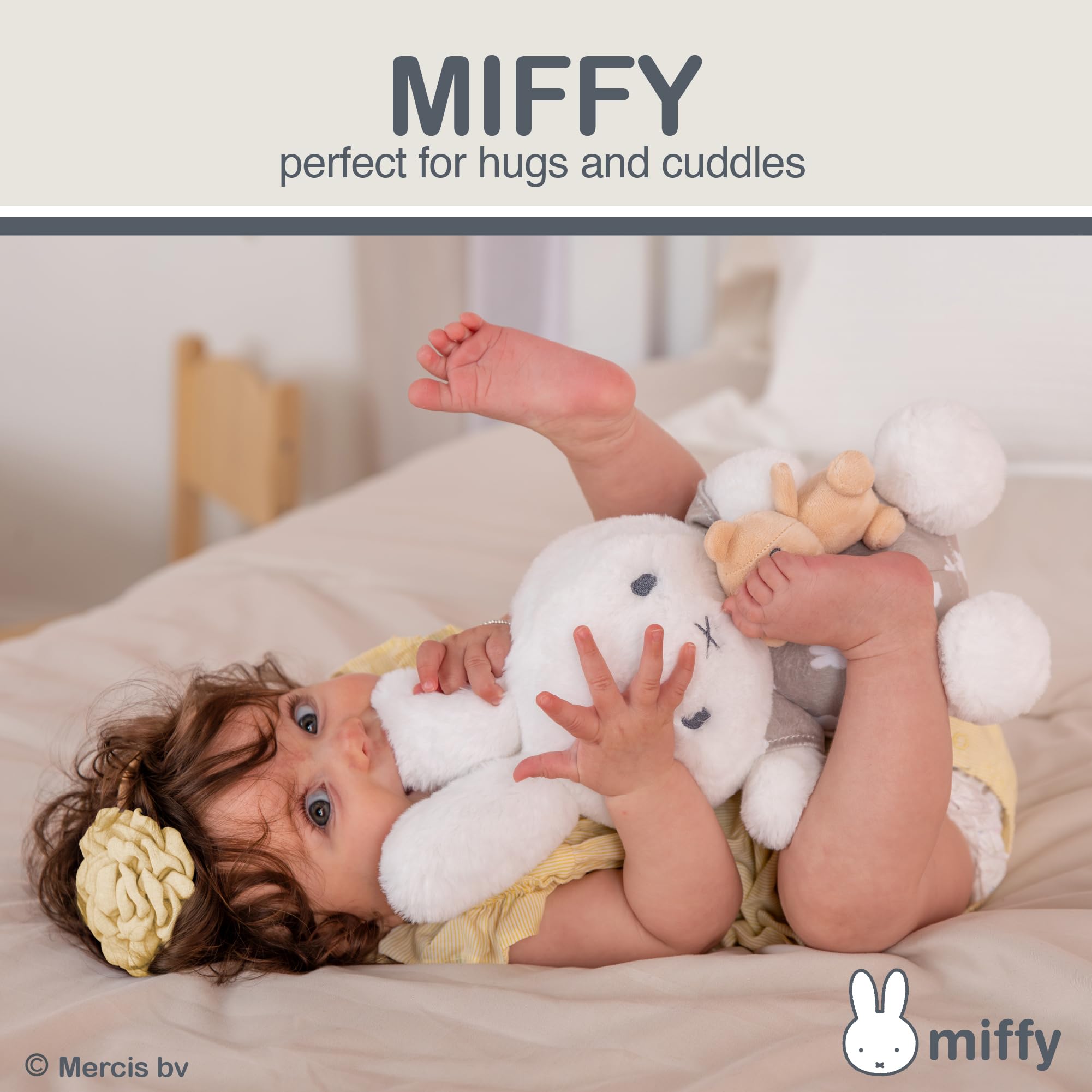 Kids Preferred Miffy Baby Keywind Musical – superweiches Plüschspielzeug, Rockabye Baby, schwingender Kopf, neutrale Farben, Alter ab 0 Monaten, 30,5 cm