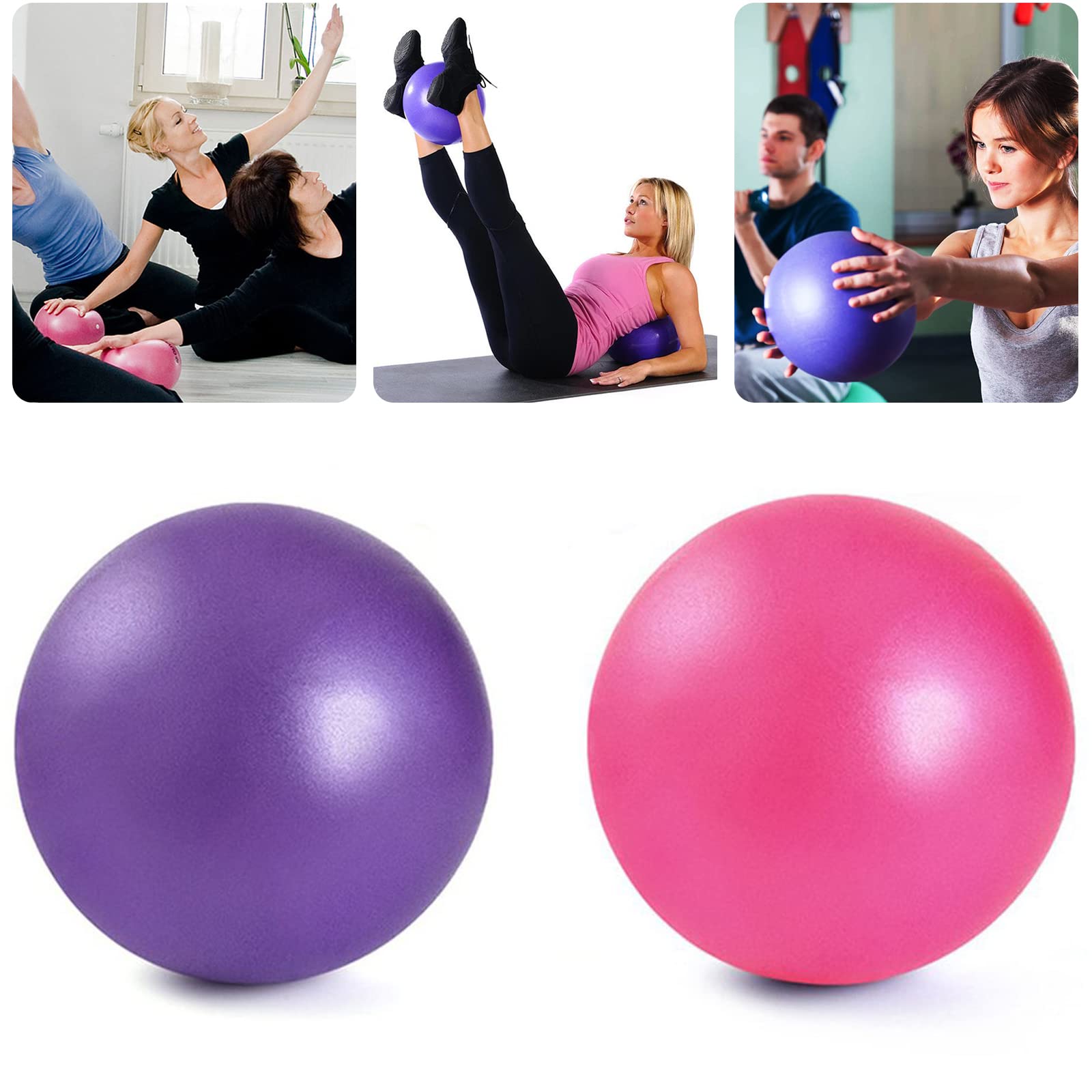 Ballon de Pilates 2pcs 25cm Mini Ballon de Stabilité pour Gymnase Bureau Domicile