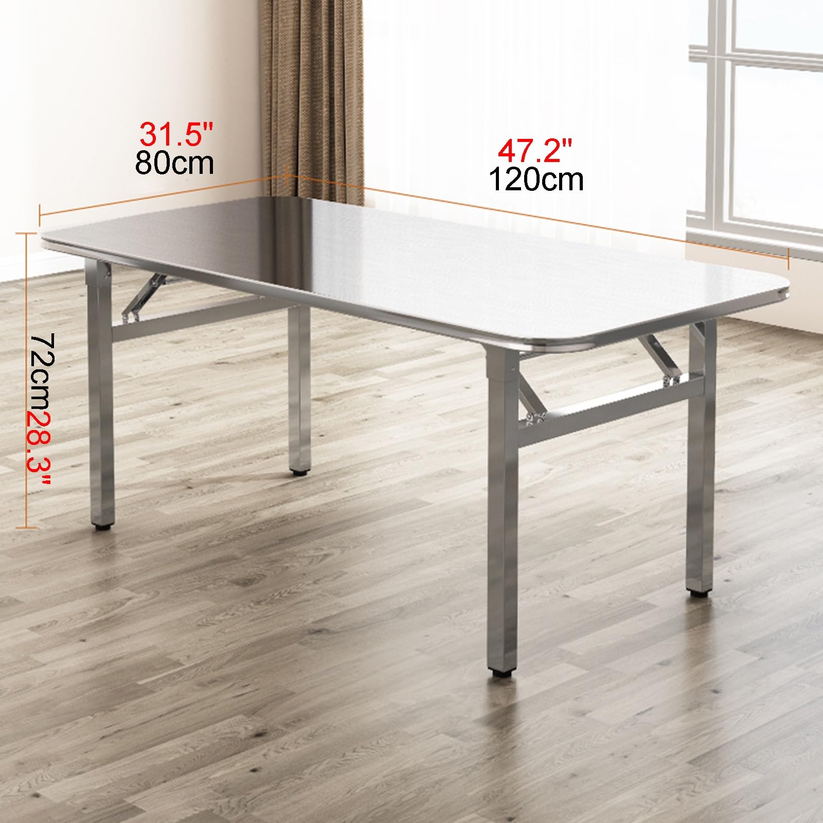 Banco de Trabajo Plegable de Acero Inoxidable Reforzado Mesa Sencilla para Comer Al Aire Libre en Campamentos Mesa de Preparación para La Cocina Doméstica con Bordes Redondeados
