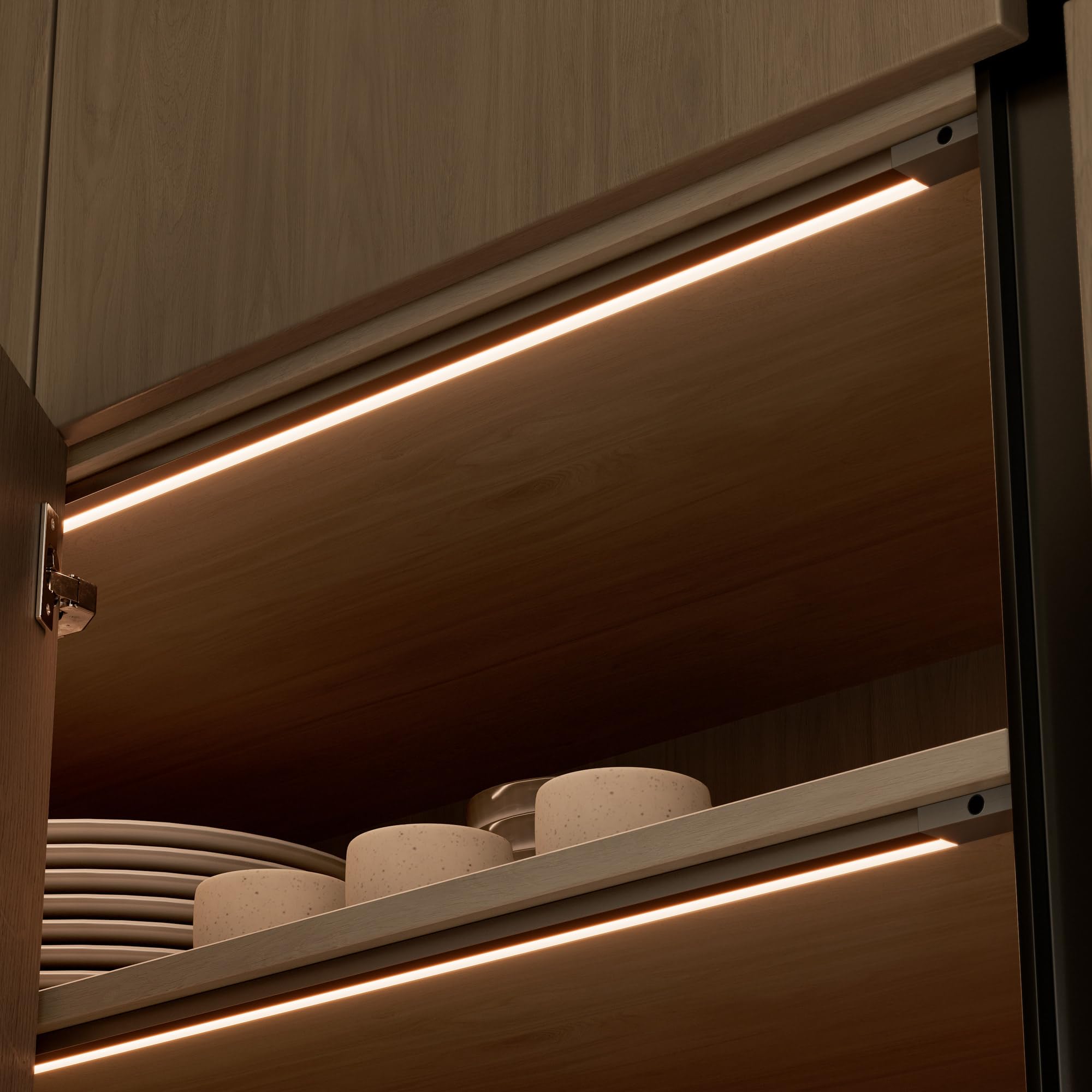 GTV LIGHTING LED lampa podszafkowa 1163 mm, oświetlenie szafki kuchennej 120 cm, czujnik ruchu dwustronny (2 czujniki), 12 V DC, neutralna biel 4000 K, lampa meblowa, szuflada, garderoba, antracytowa