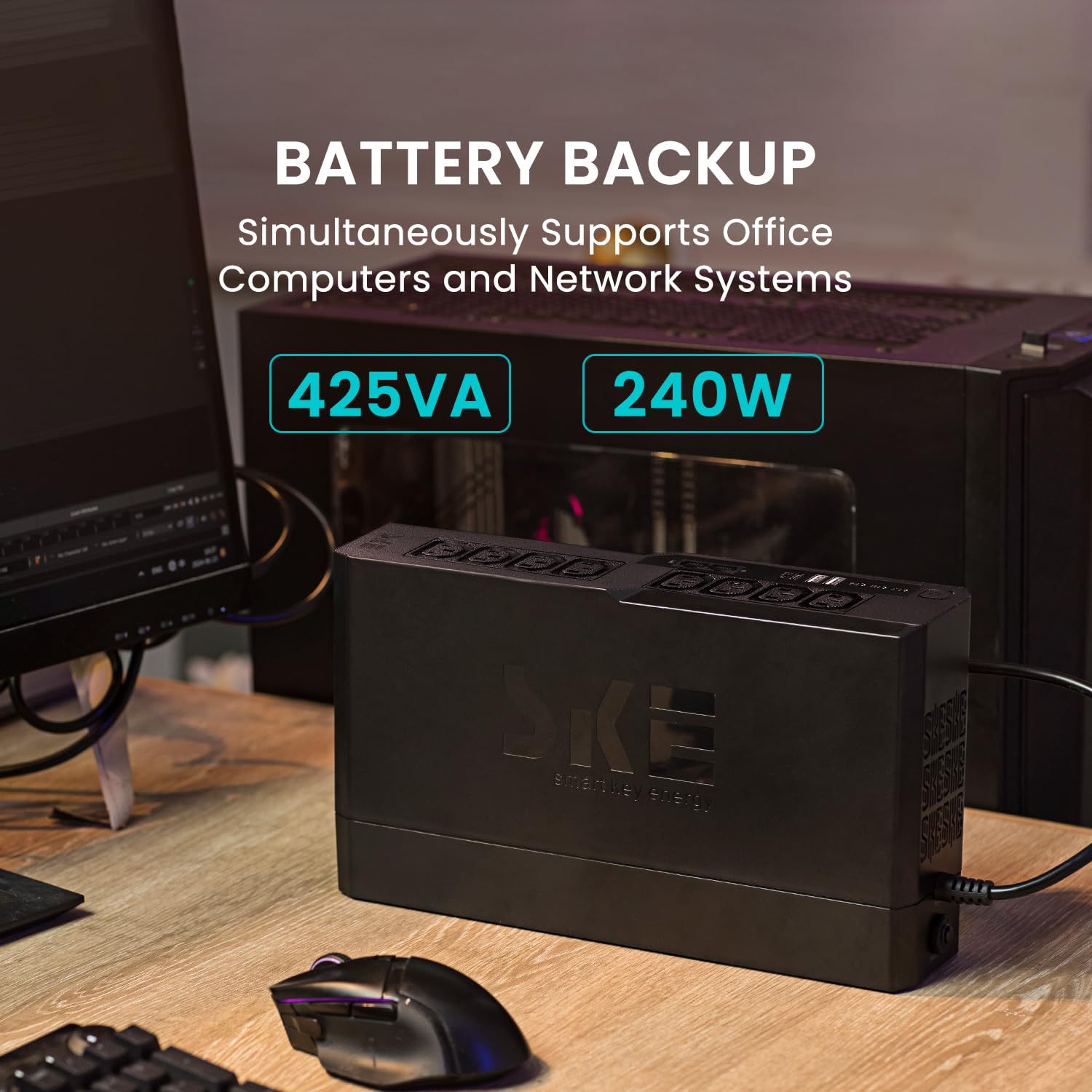 SKE 425VA/240W UPS Gruppo di Continuità per PC Router Modem UPS Gruppo Continuità UPS VL425
