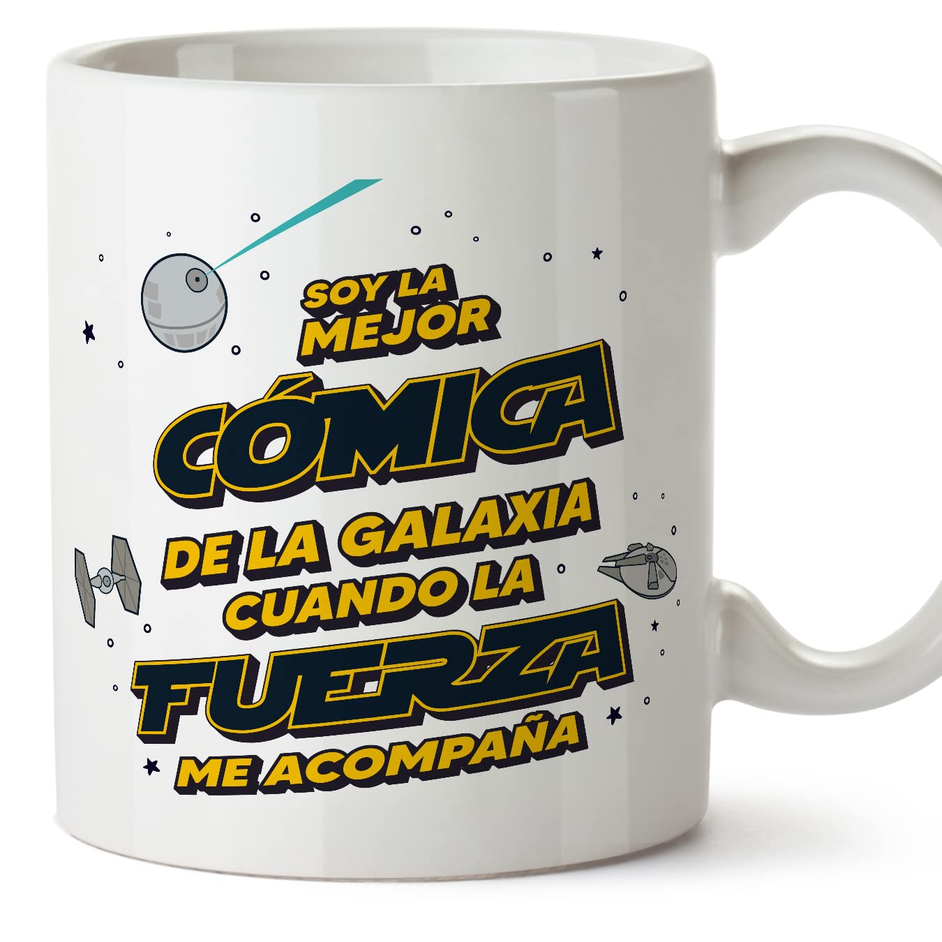 MUGFFINS Tazas para JEFE hombre - En Español - Mejor de la Galaxia Cuando Fuerza me Acompaña - 11 oz / 330 ml - Regalo original y divertido — view 557