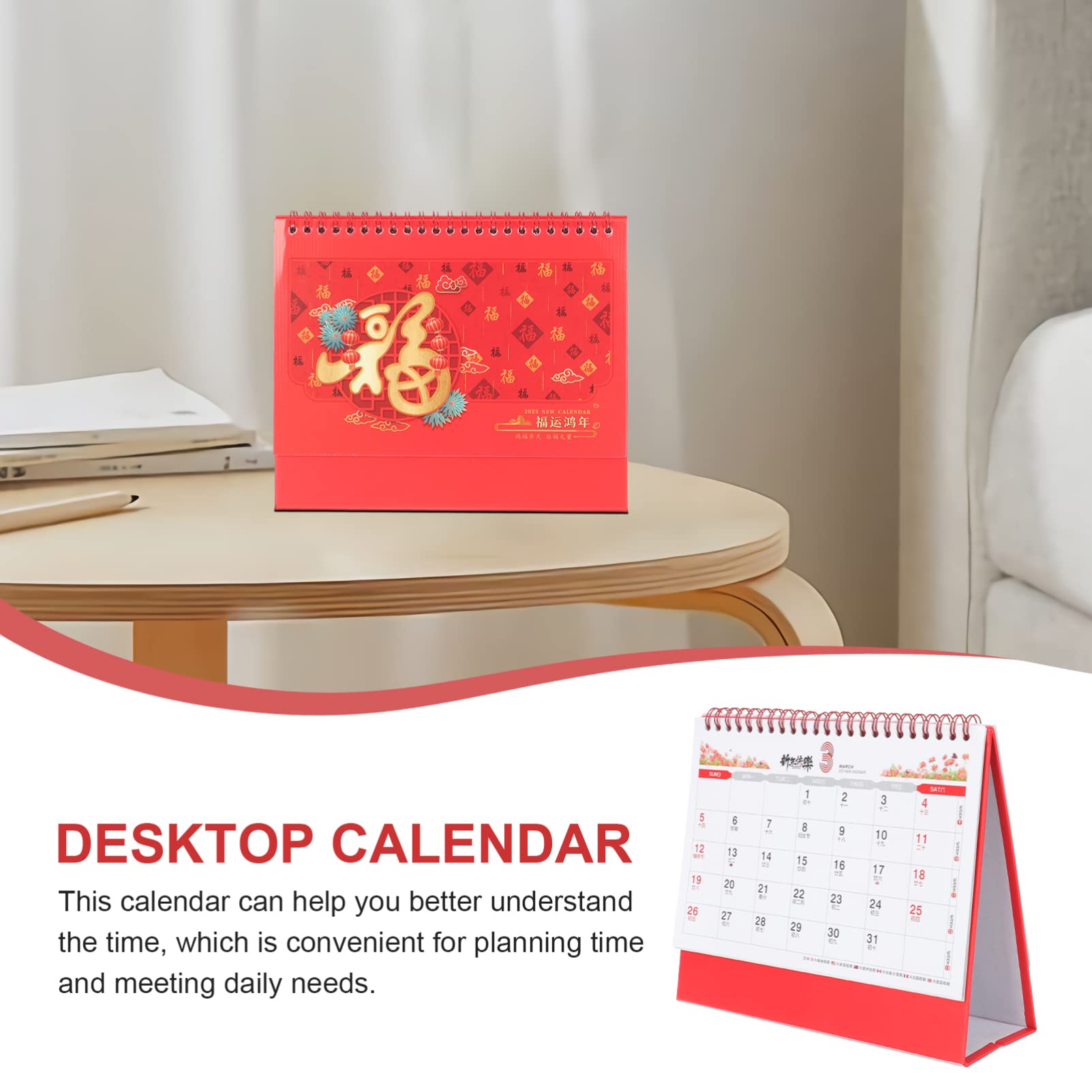 Tofficu 5stücke Tischkalender Year Desktop Kalender Dekorativ Mit Einfacher Gestaltung Für Planung Und Organisation Für Büro Zuhause Und Schule Doppelte Spiralbindung Perforierte