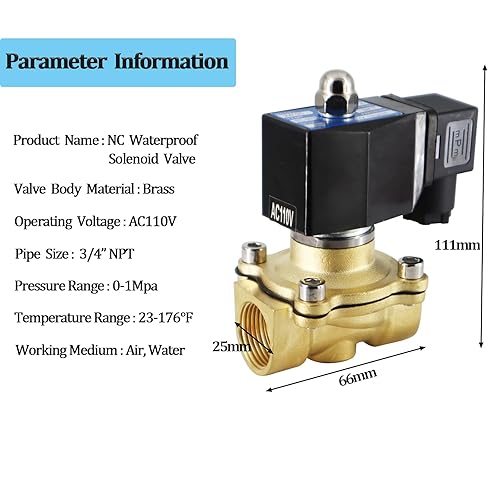 Miniatura 4 de Válvula de flotador, interruptor automático de control de nivel de agua AC110V con válvula solenoide de latón, válvula de cierre automático de agua