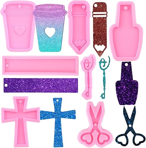 Moldes de silicona para lápices, llavero para hacer joyas, molde de arcilla polimérica, molde rectangular de resina para tazas de café, moldes de