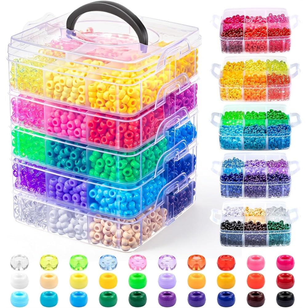 Aundhegrtt For Bracelets Making Kandi 5400Pcs Beads,30 Assorted Colors for Friendship Bracelet Craft Jewelry Making Hair Beading