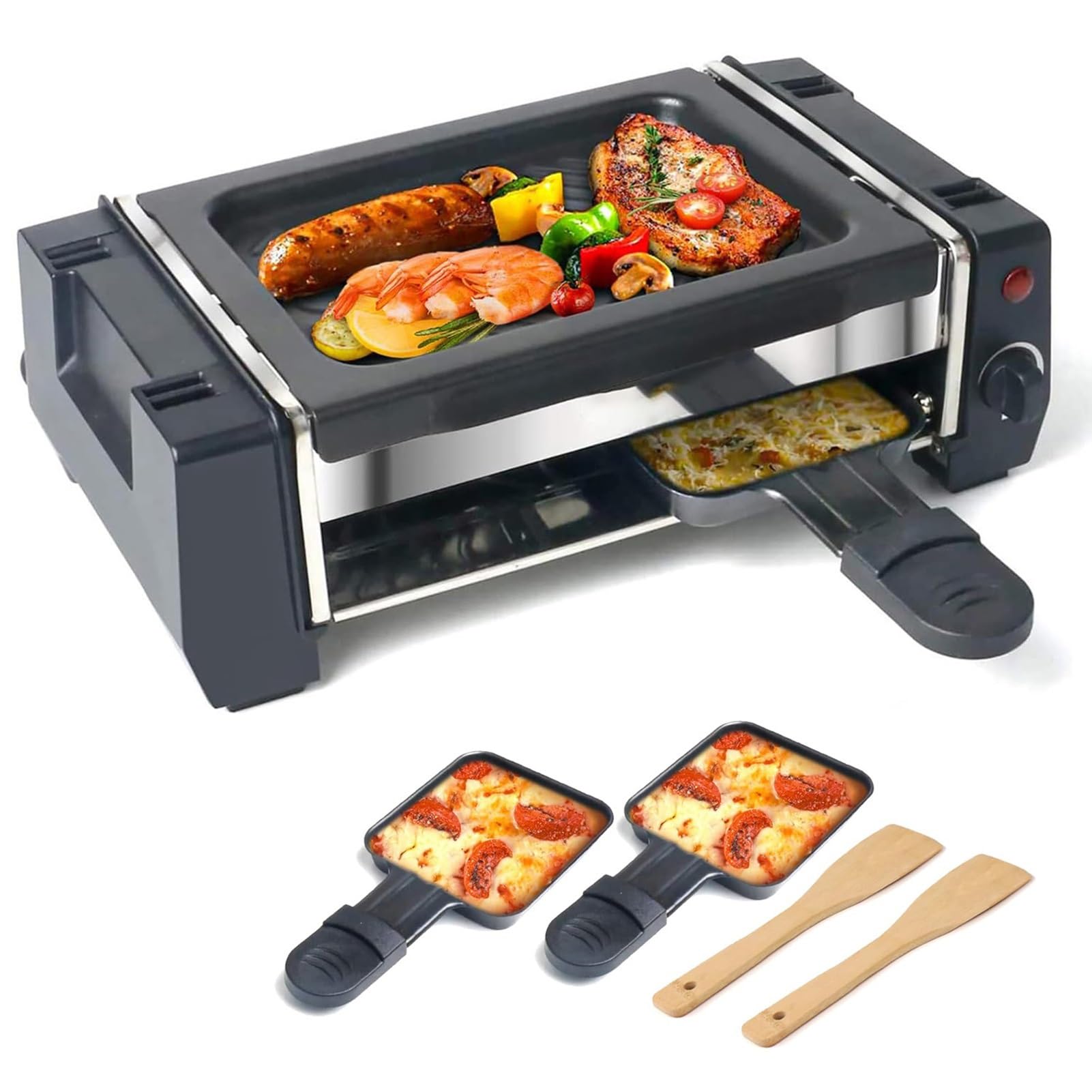 Gril de table à raclette pour dîner chaleureux en tête-à-tête et barbecue