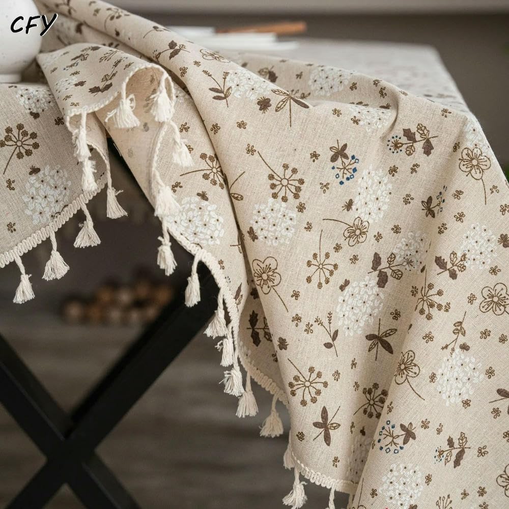 Tovaglia Pastorale con Dente di Leone in Cotone e Lino da 60~300 cm per Tavolo Tovaglia Rettangolare con Copertura per Tavolo da Pranzo in Nappa