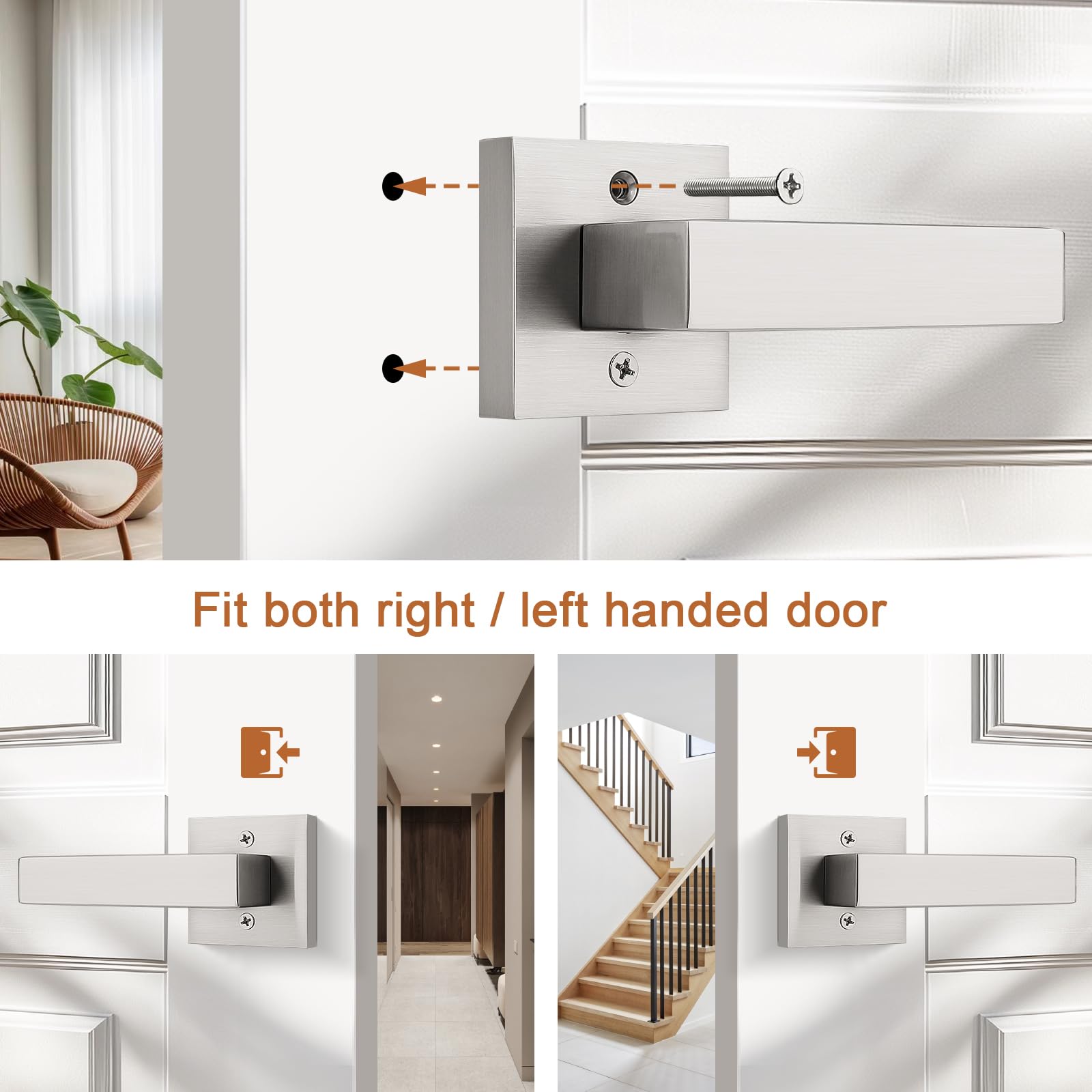 Probrico 2-Pack Satin Nickel Half Dummy Door Handle – Non-Turning Pull Only Lever For Wardrobe, French & Interior Doors (Easy Install)