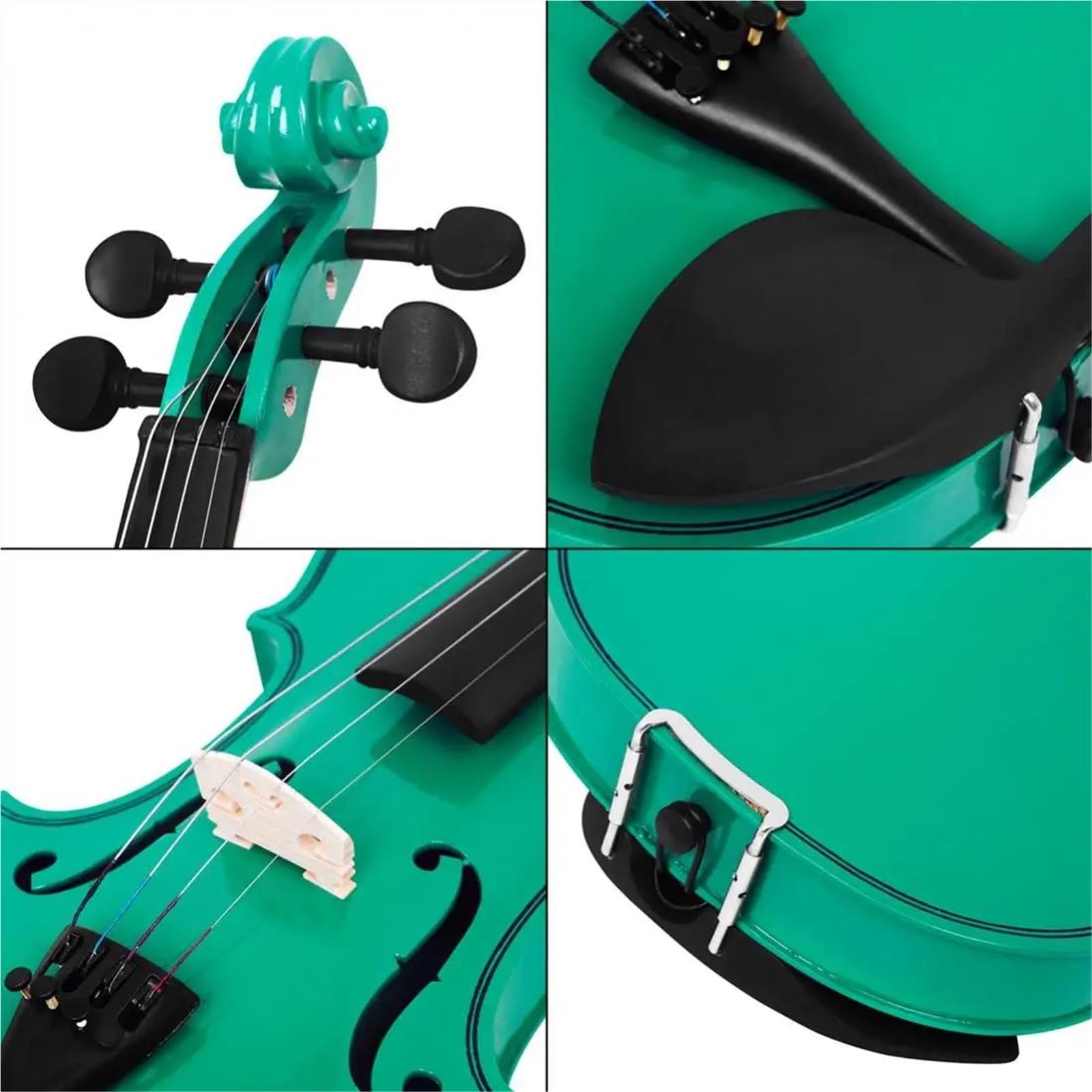 Violino Acustico In Legno Massello A Grandezza Naturale 4/4 Per Principiante Con Custodia E Arco Di Colore Viola/Verde(Green)