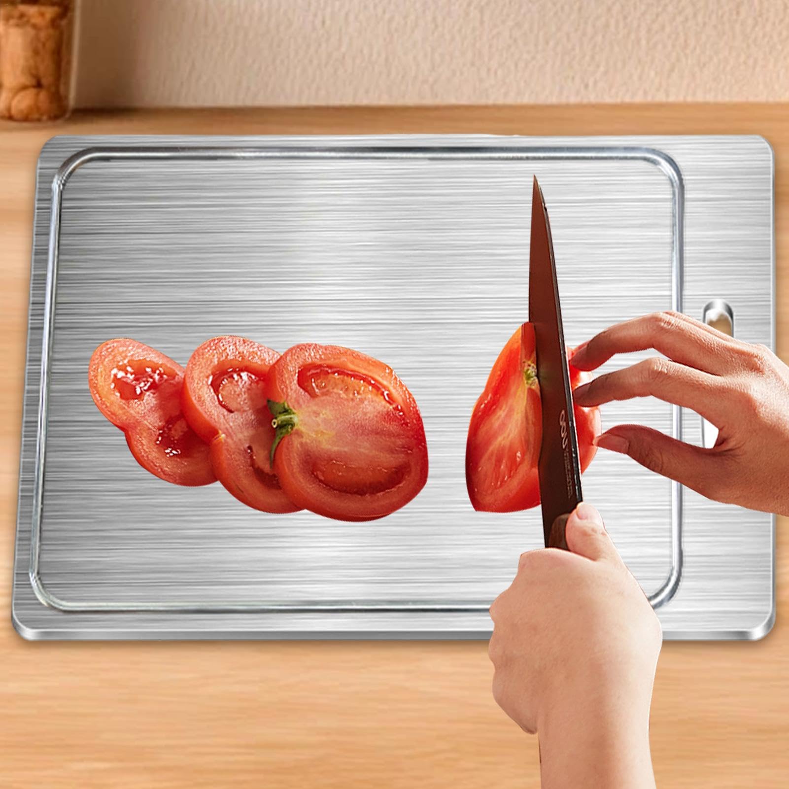 Taglieri in acciaio inossidabile per cucina, tagliere in metallo a doppia