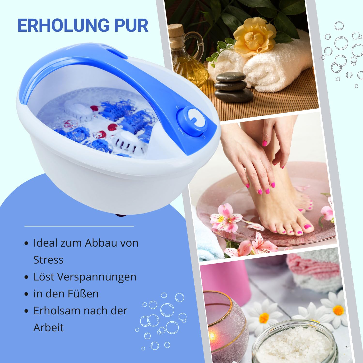 Syntrox Germany 4 in 1 Fußsprudelbad Relaxo, Wellnes-Fußsprudelbad, Massagegerät, Wellnesgerät, Wärmende Fußmassage, Fußheizung, Wellnessprudelbad, 450 Watt, 2,80Kg