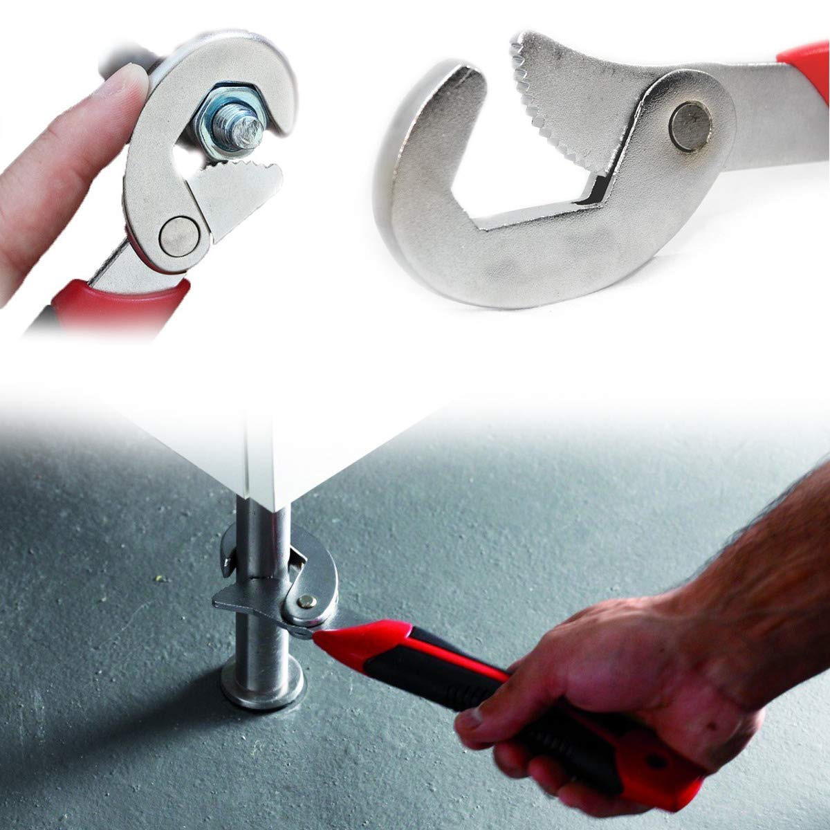 Feinerman 2 Pcs Snap N Grip Tool Universal Adjustable Socket Wrench Spanner Set, Stainless Steel Hand Tool Kit for Nuts, Bolts, Plumbing, Car Repair, Perfect for Home Workshop, 9Mm to 32 Mm Works 4