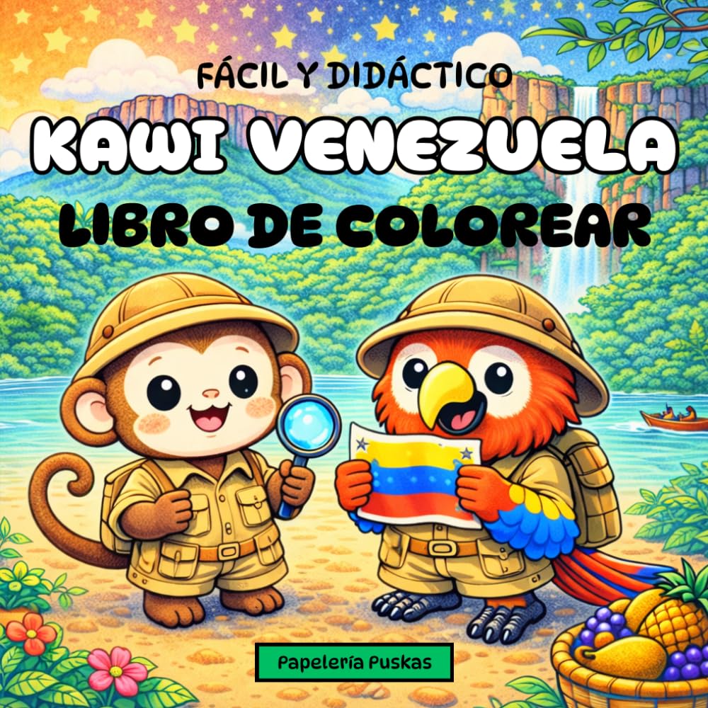 Kawi Venezuela: Libro para colorear para niños y adultos: 44 dibujos en blanco y negro para descubrir Venezuela