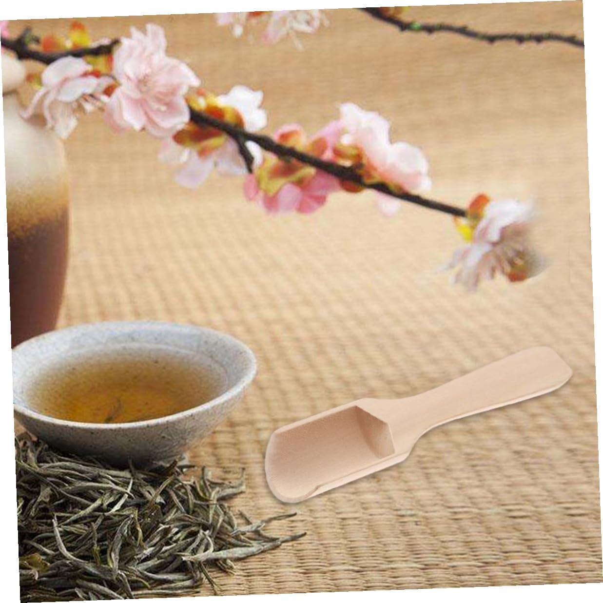 15pcs Wooden Tea Scoops Flat Handle Small Tea Spoon Scoop 2.8x11cm Natural Wood Teaware Accessories and Salt Kitchen Use