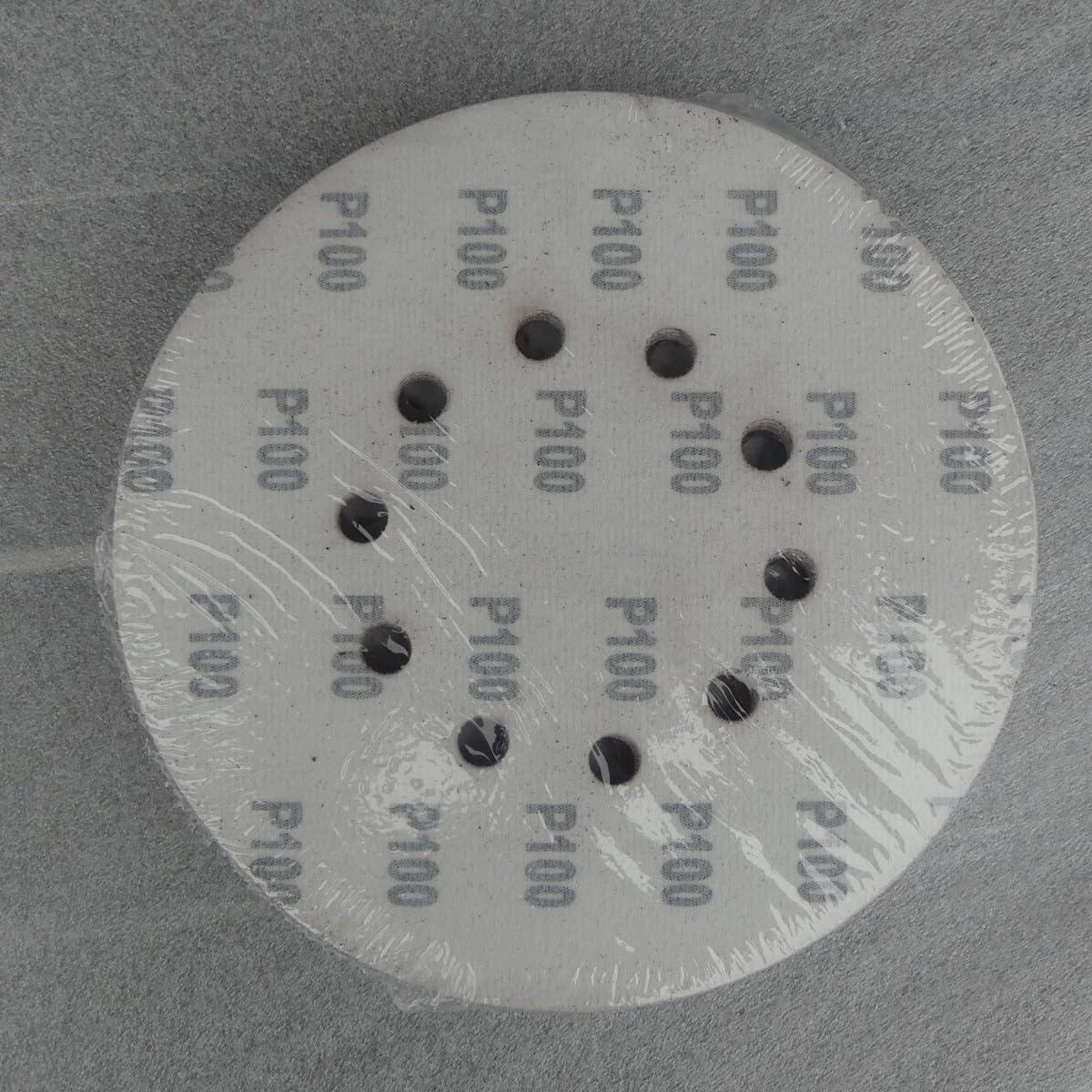 100 discos abrasivos de KLETT Ø 225 mm con 10 agujeros, grano P100, lijadora excéntrica