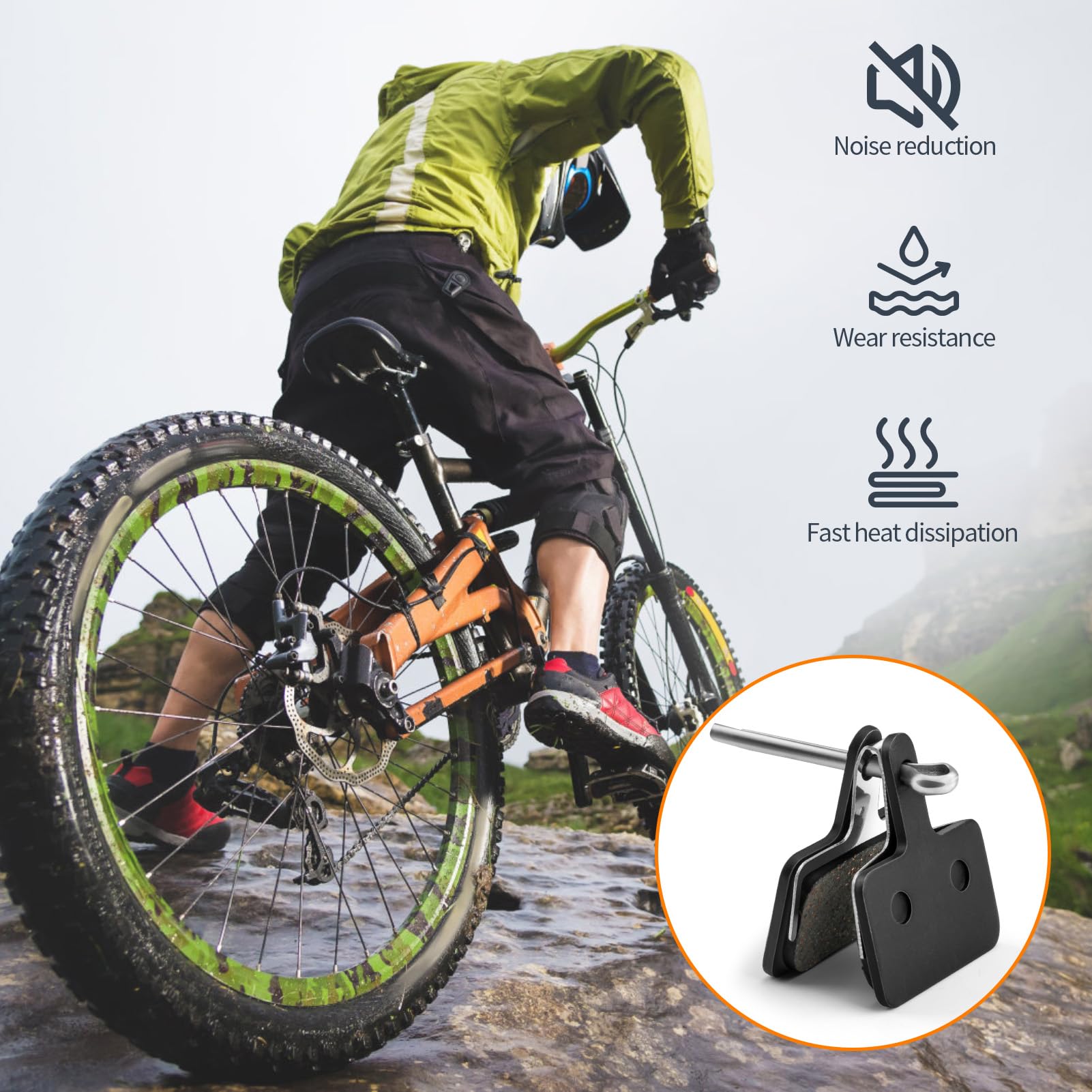 GlasFlength Klocki hamulcowe do Shimano B01S B05S 4 pary, ciche półmetalowe klocki hamulcowe o wysokiej wydajności MTB do M515 C601 M475 M495 M510 M575 M375