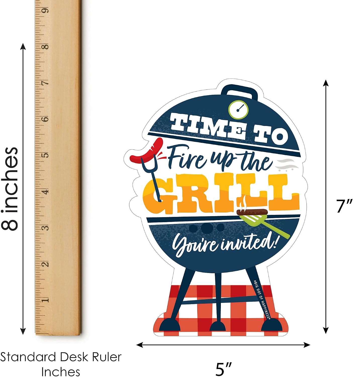 Big Dot of Happiness Fire Up the Grill - Shaped Fill-In Invitations - Summer BBQ Picnic Party Invitation Cards with Envelopes - Set of 12