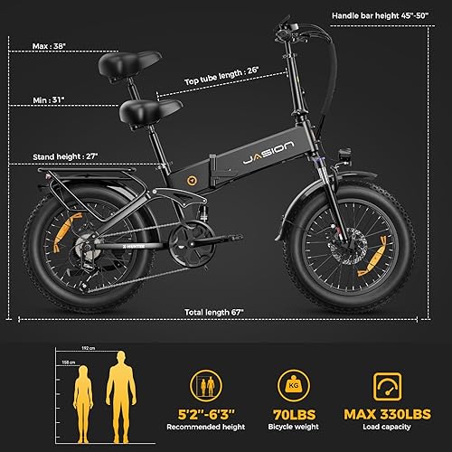 Miniatura 6 de Jasion X-Hunter - Bicicleta eléctrica para adultos, motor de pico de 1400 W, 30 MPH, velocidad máxima 624 Wh, batería extraíble, diseño de sistema