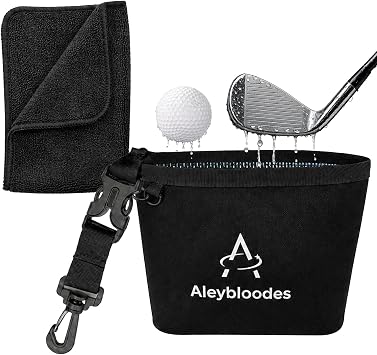 Golf Club & Ball Cleaner Bag - Washer with Towel & Clips