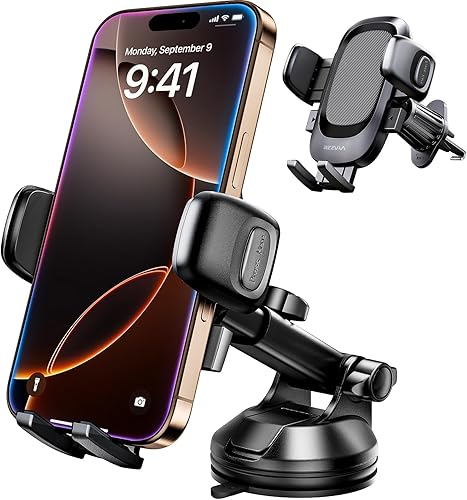 REEVAA Soporte de teléfono de coche para iPhone 17 Pro Max Air Ultra estable y súper resistente Soporte de teléfono celular salpicadero parabrisas