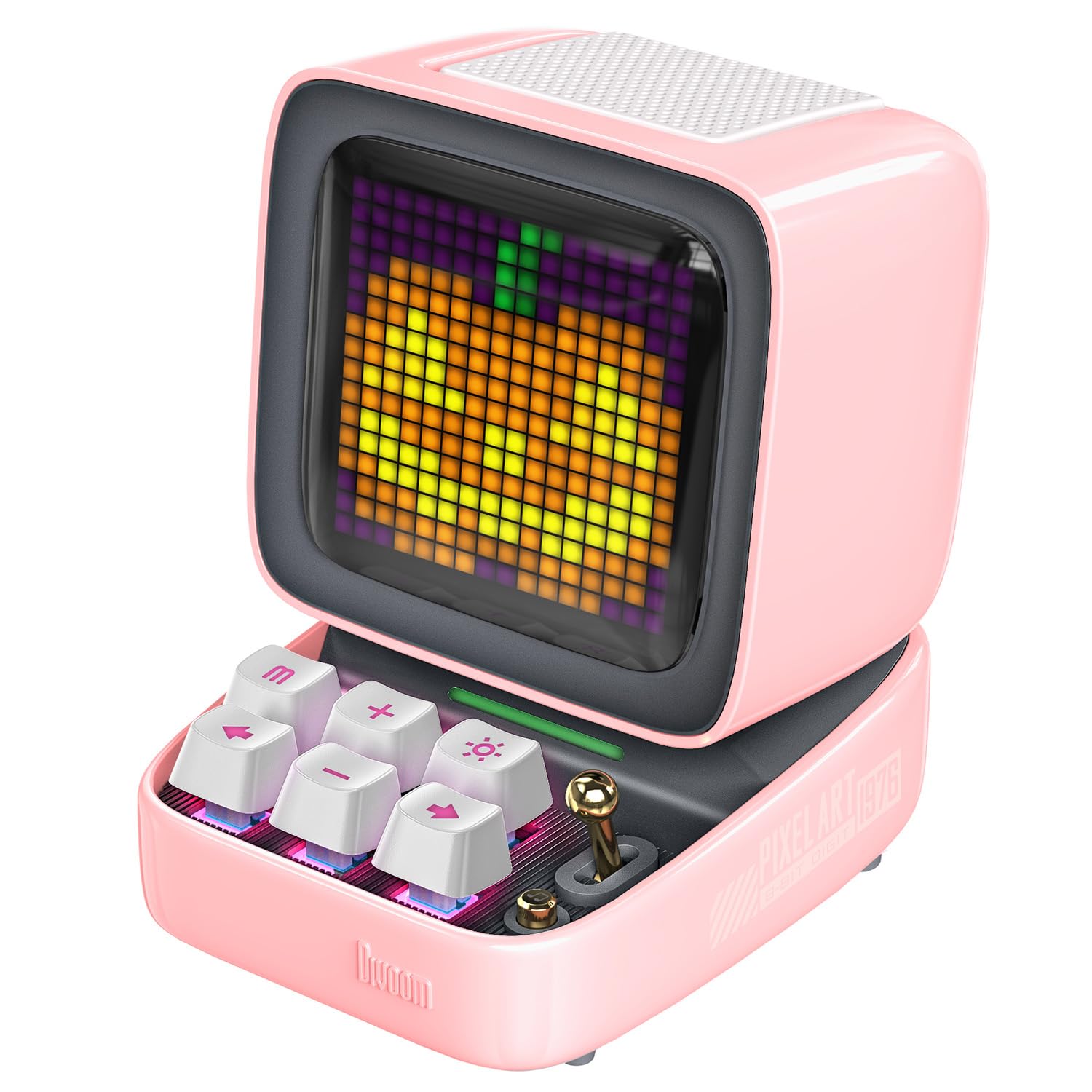 Divoom Ditoo Retro Pixel Art Game Bluetooth Speaker with 16X16 LED App Controlled Front Screen (Pink)