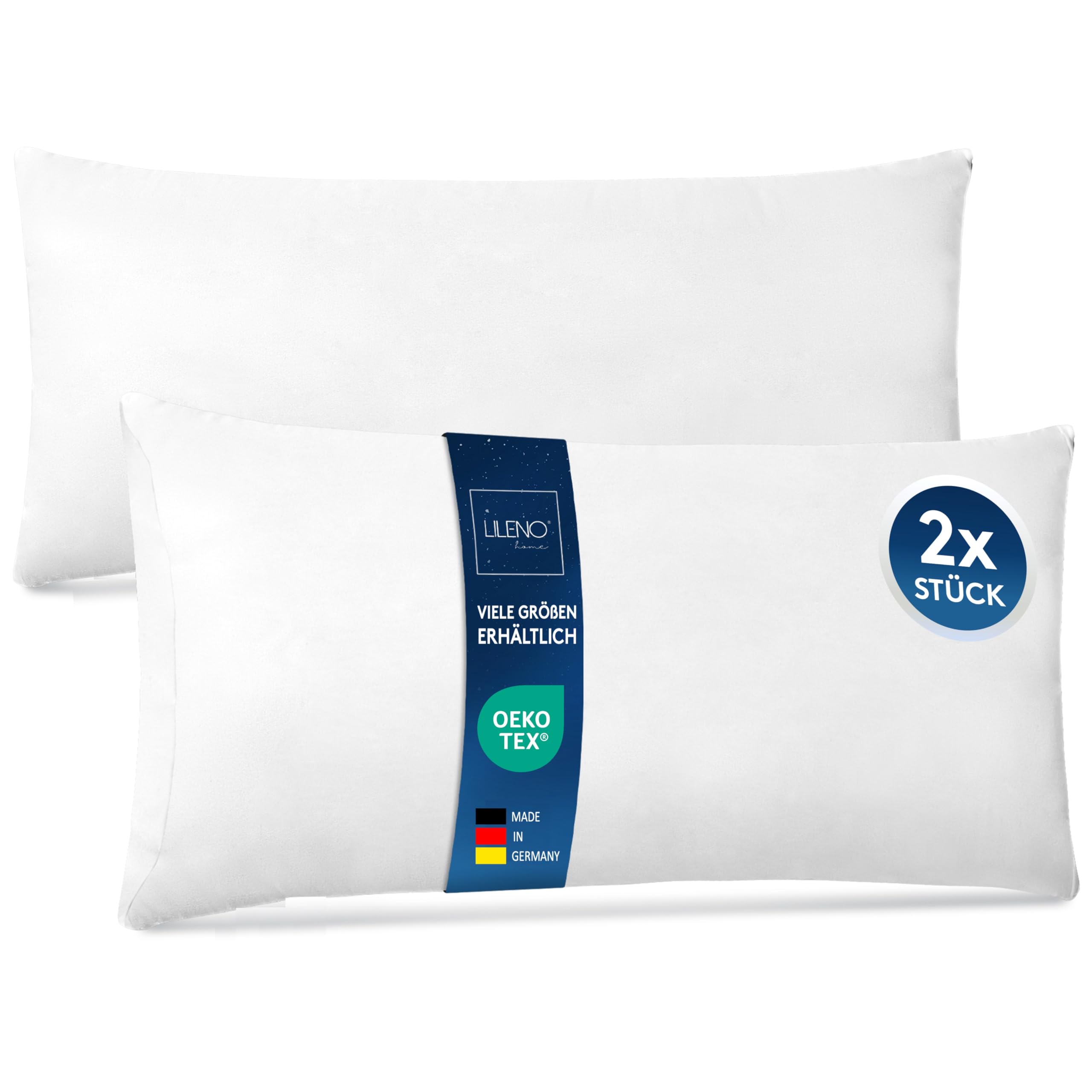 LILENO HOME Set of 2 Inner Pillows 40x80 cm - 40°C Washable, Allergy-Friendly Polyester Filling for Couch, Sofa Cushion, Head and Bed