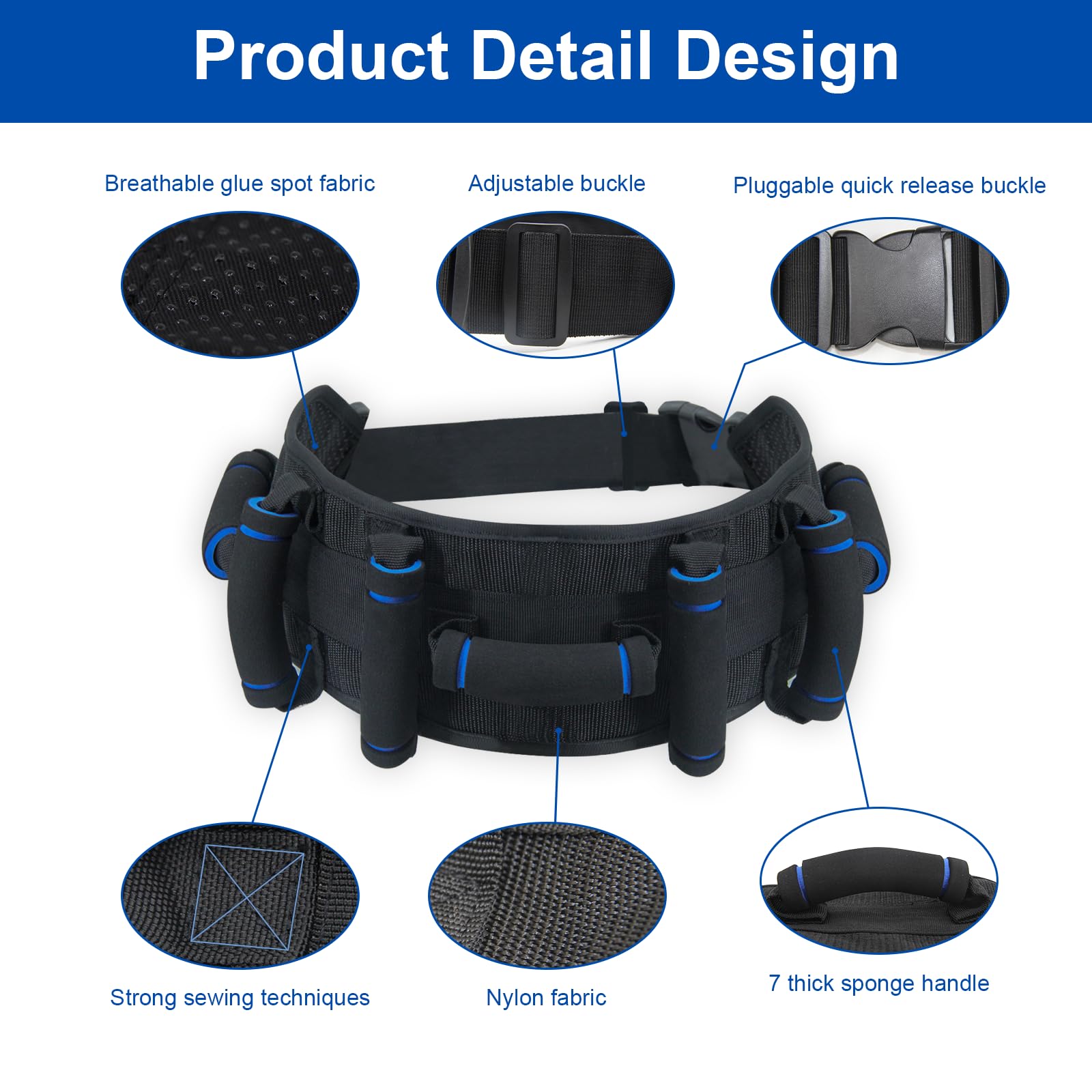 Transfer Belt for Seniors, Safety Walking Support with Quick Release Buckle — Amazon image 2