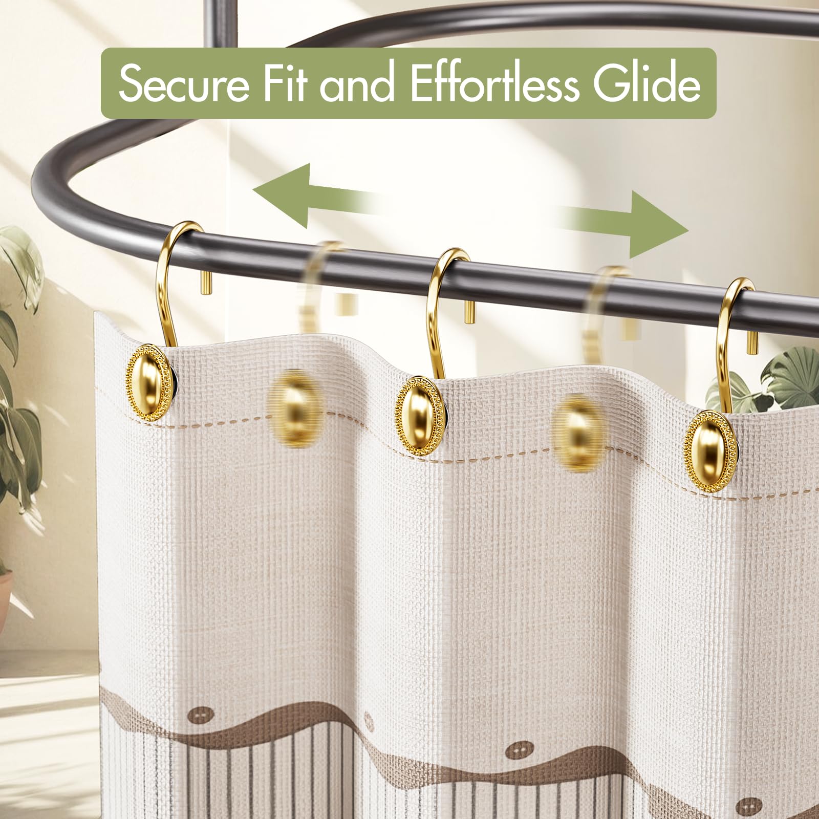 Gold Shower Hooks - Elegant & Rustproof -6