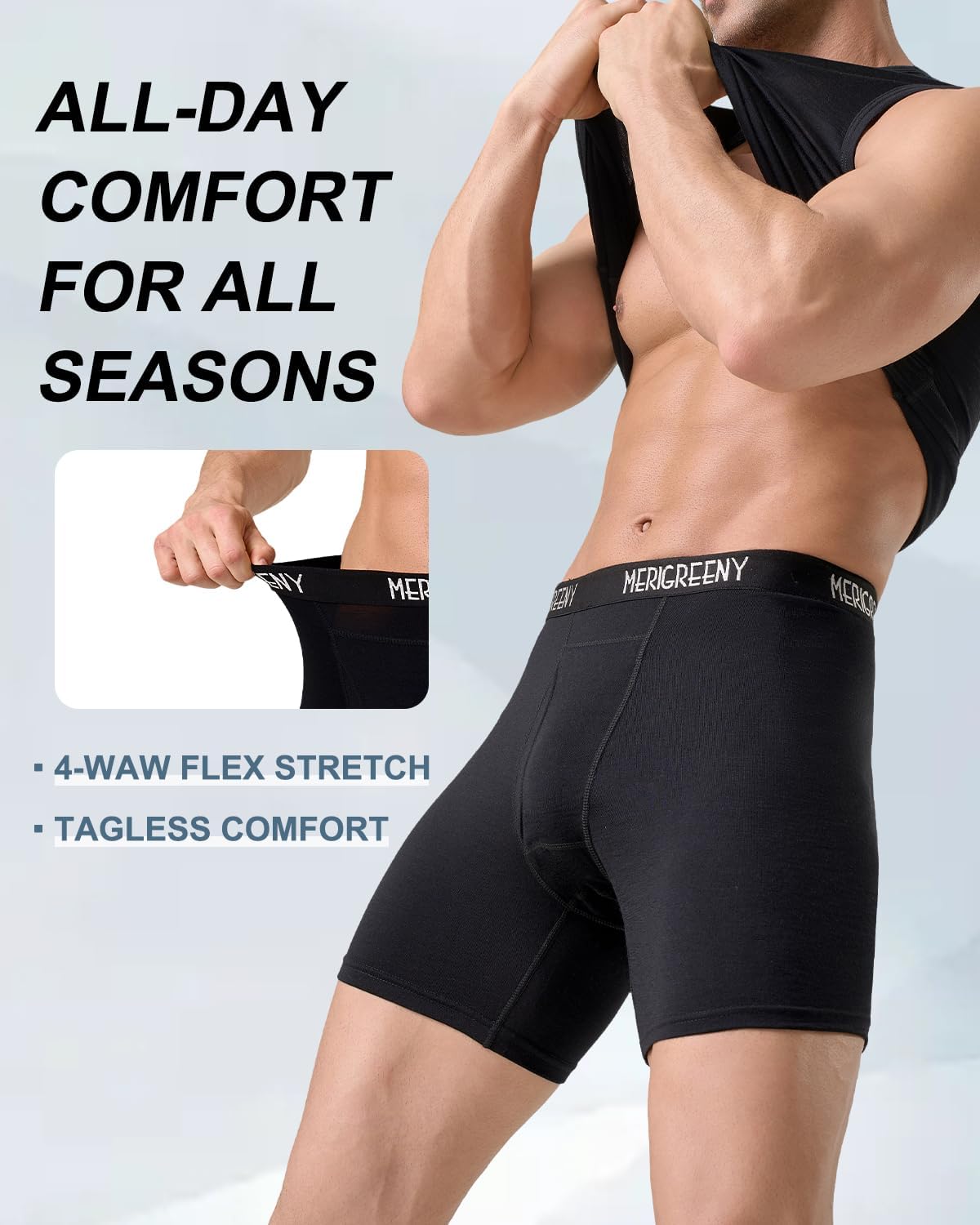 Men's 100% Merino Wool Boxer Briefs - Breathable, Moisture-Wicking Underwear - Image 7