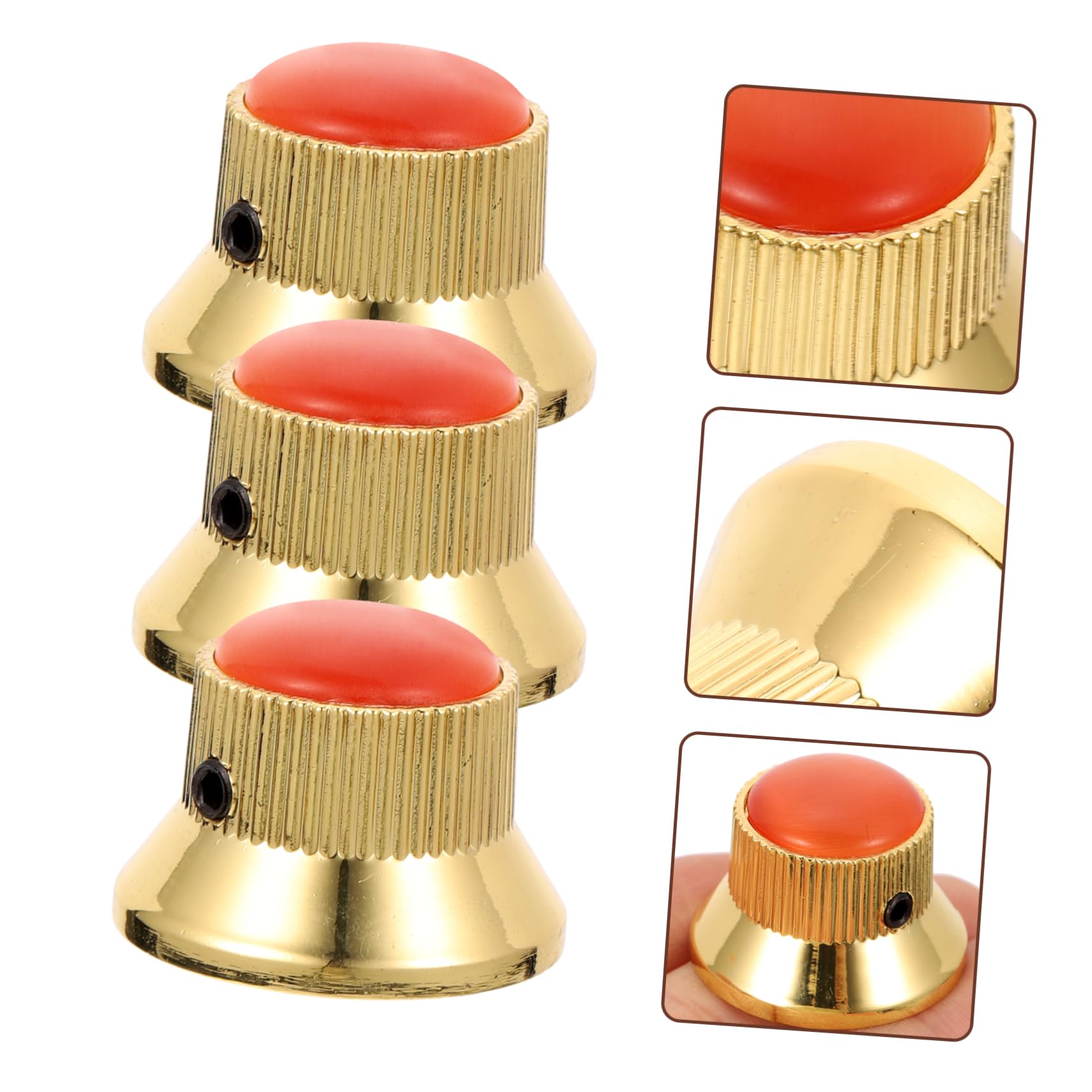 Wakauto 3pcs Red Stone Guitar Knobs Replacement Volume Tone Control Bass Guitar Knobs