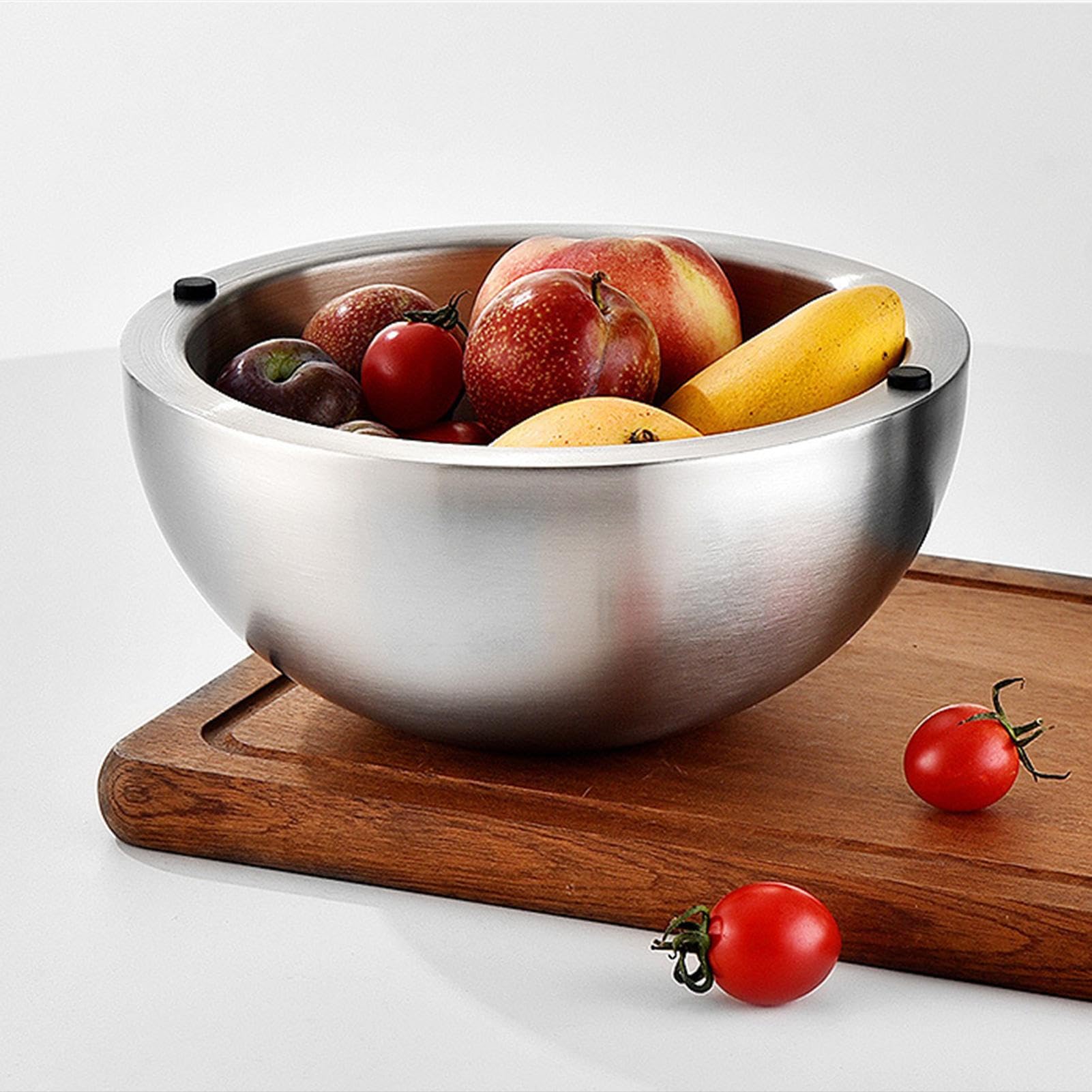 Bol pour sauces froides - Bol en acier inoxydable pour fêtes et événements | Récipient thermique double paroi pour sauces, condiments, buffet, poissons, fruits, salade de crevettes