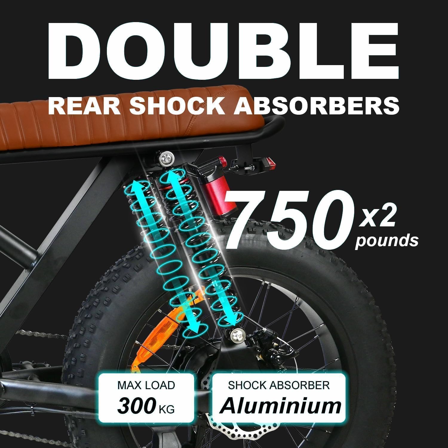 Electric Bike for Adults, 750W Peak Motor 28 MPH 50Miles, Fat Tire Ebike with 48V Removable Battery 20"x4.0" ebikes for Adults Hydraulic Suspension and 7-Speed, All-Terrain Unisex ebikes