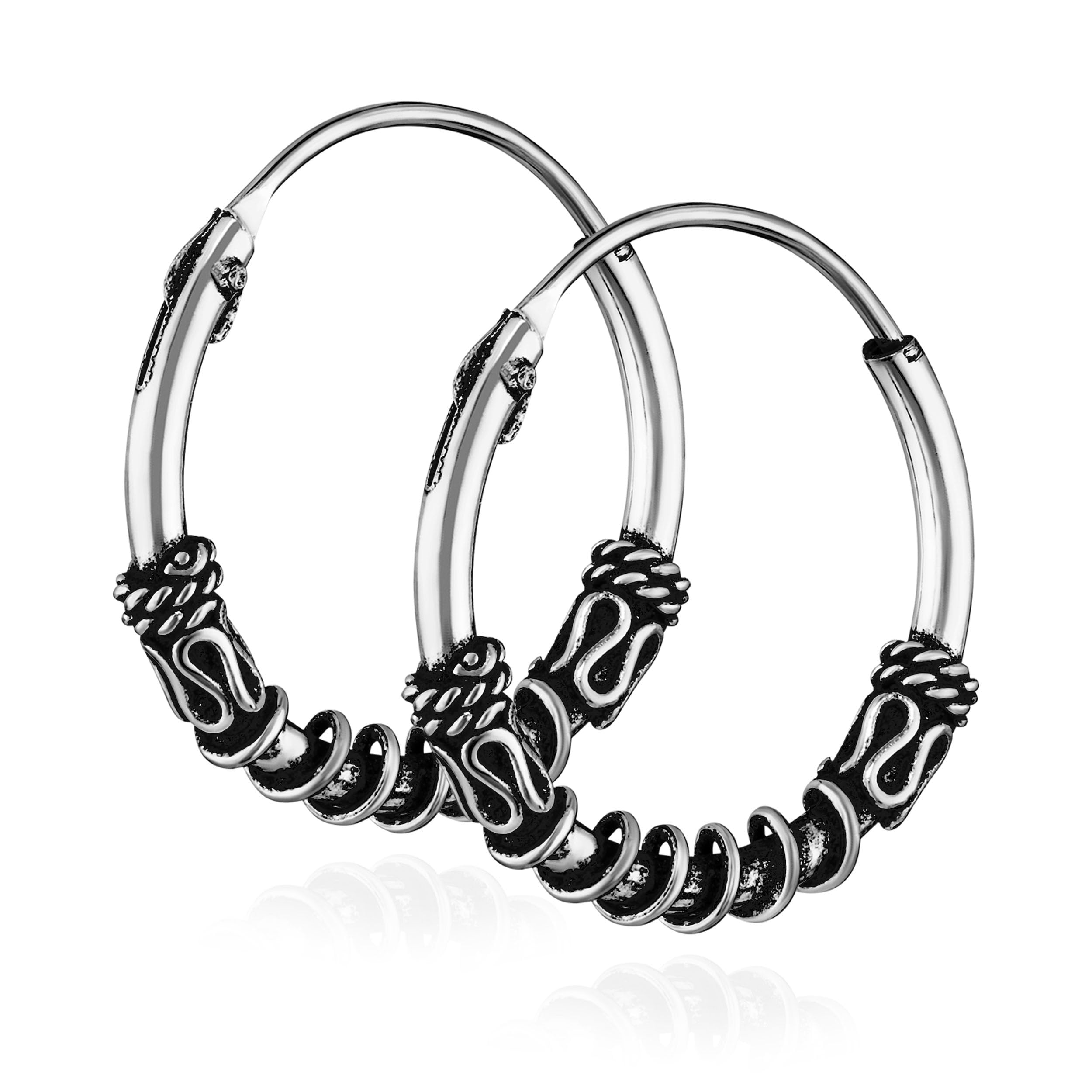 NKlaus Orecchini A Cerchio Gotici Celtici In Argento Sterling 925 - Diametro 16 Mm, Paio, Gioiello Unisex