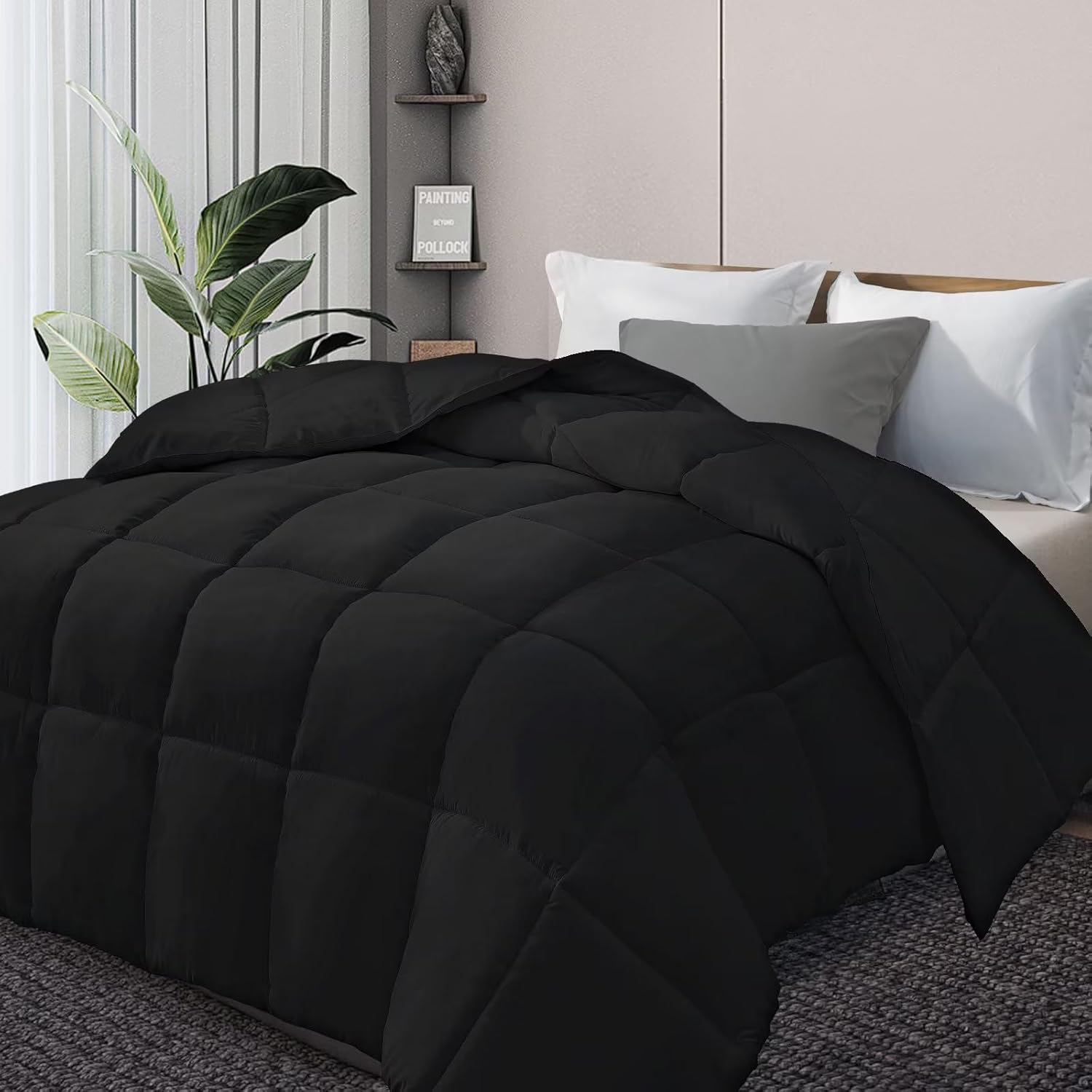 DOWNCOOL Comforters Oversize King Size, Black All Season
