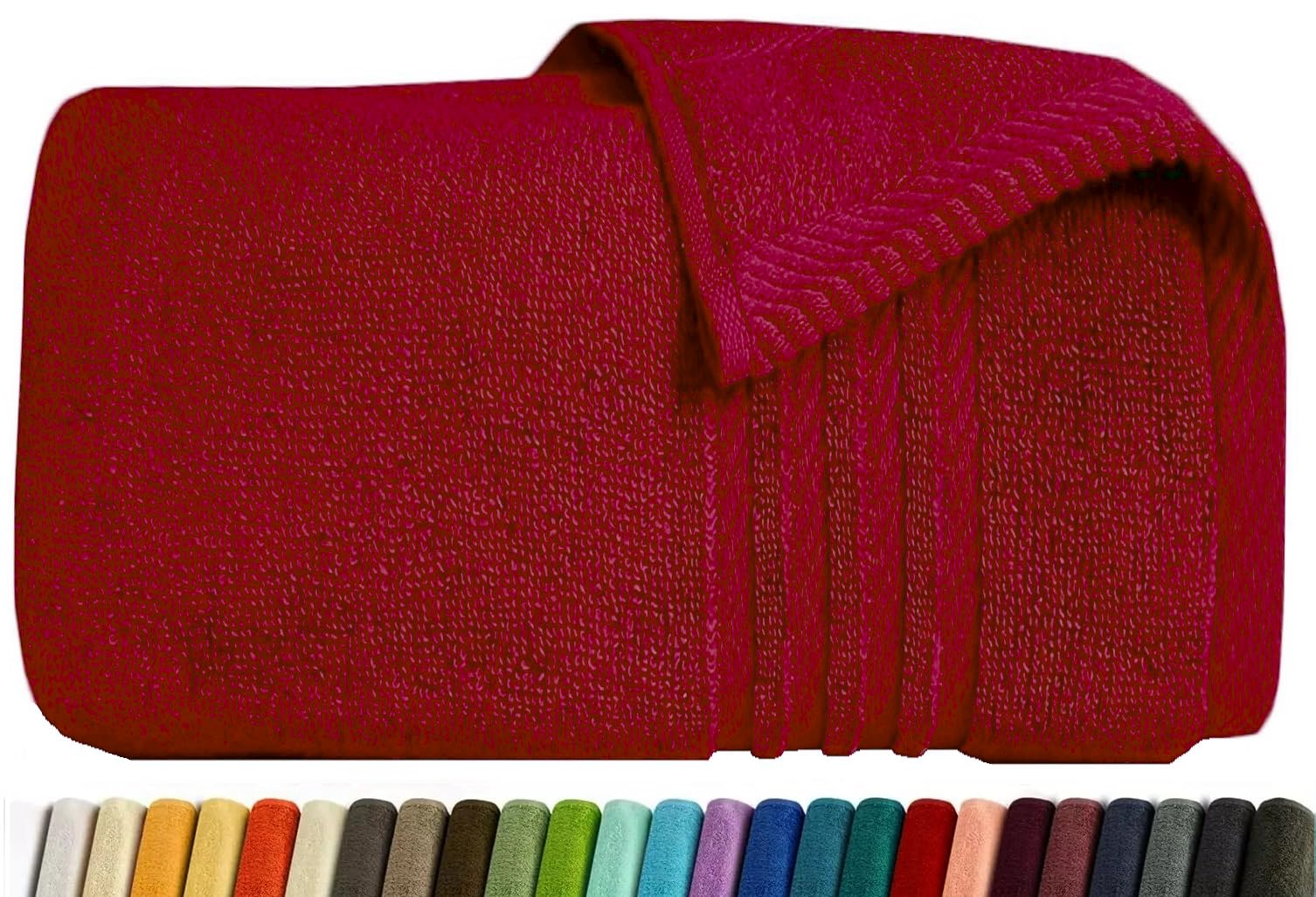 EDB Large Bath Towel 100% Egyptian Cotton Super Soft Jumbo Bath Towels 70cm x 140cm, 500-GSM Highly Absorbent Bathroom Towels (Red, Bath Towel)