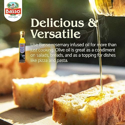 Miniatura 7 de BASSO 1904 - Aceite de romero, aceite de oliva virgen extra infundido de alta calidad, 8.5 fl oz (8.5 fl oz), esencia aromática, aceite de acabado