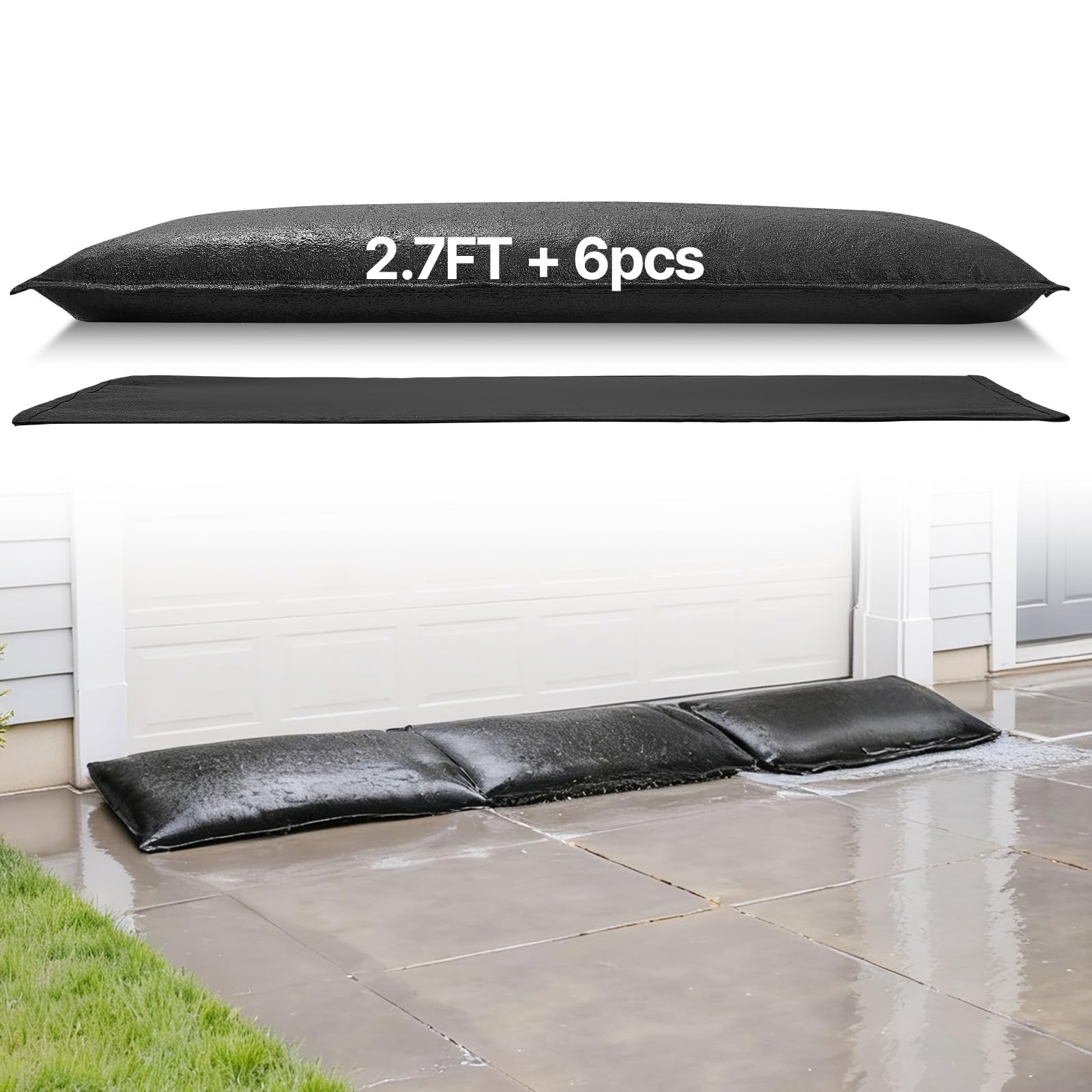VEVOR Barrière Anti-​inondation Activée par l'Eau, Sacs d'Inondation Lot de 6PCs 83x43 cm, Barrière Absorbante l'Eau, Dispositif de Protection pour Porte, Sous-​sol, Garage, Maison