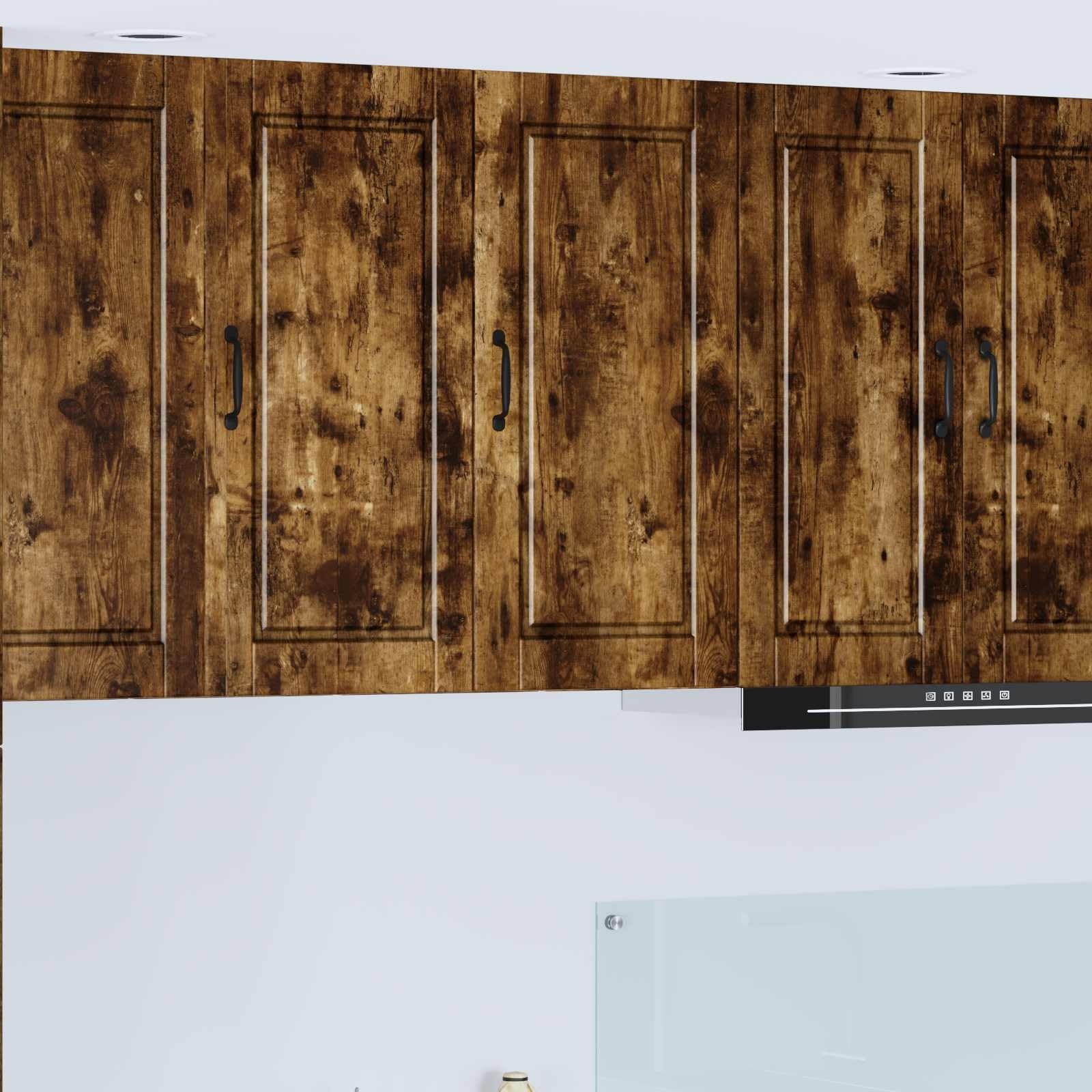 Porto - Armadietto da parete in legno di rovere affumicato, 40 x 31 x 80 cm, 2 ante, 3 ripiani, mobile da cucina, dispensa, armadietto pensile, adatto per riporre oggetti e stoviglie
